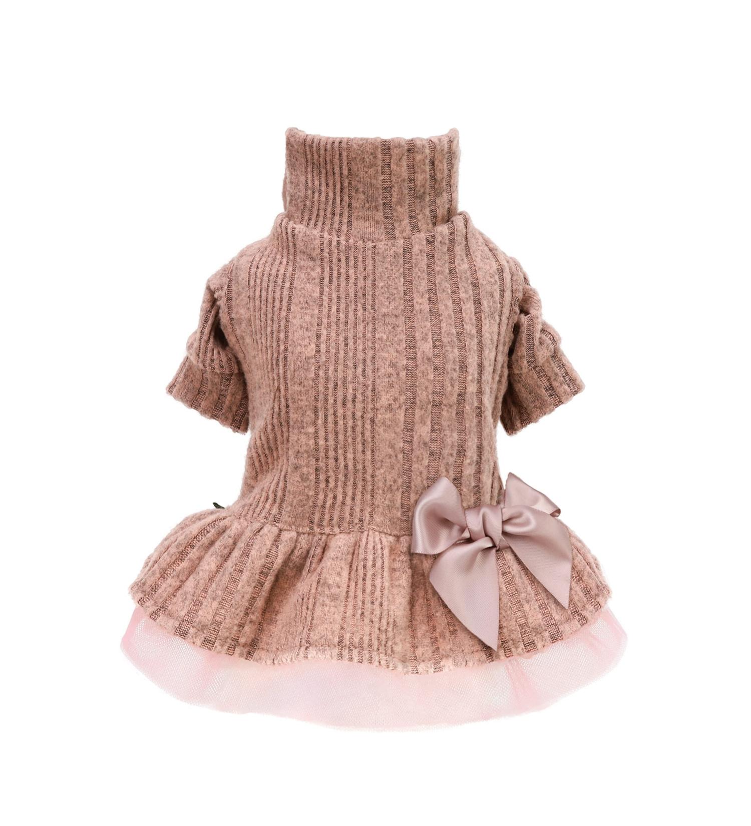 Fitwarm Knitted Tulle Sweater Dress for Small Dogs and Cats - Pink (XS) - Buy Online on GoSupps.com