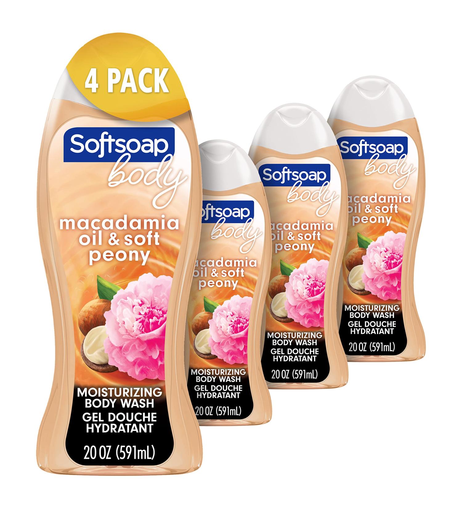 Softsoap Macadamia Oil & Peony Scent Body Wash 20oz - 4 Pack - Buy Online on GoSupps.com