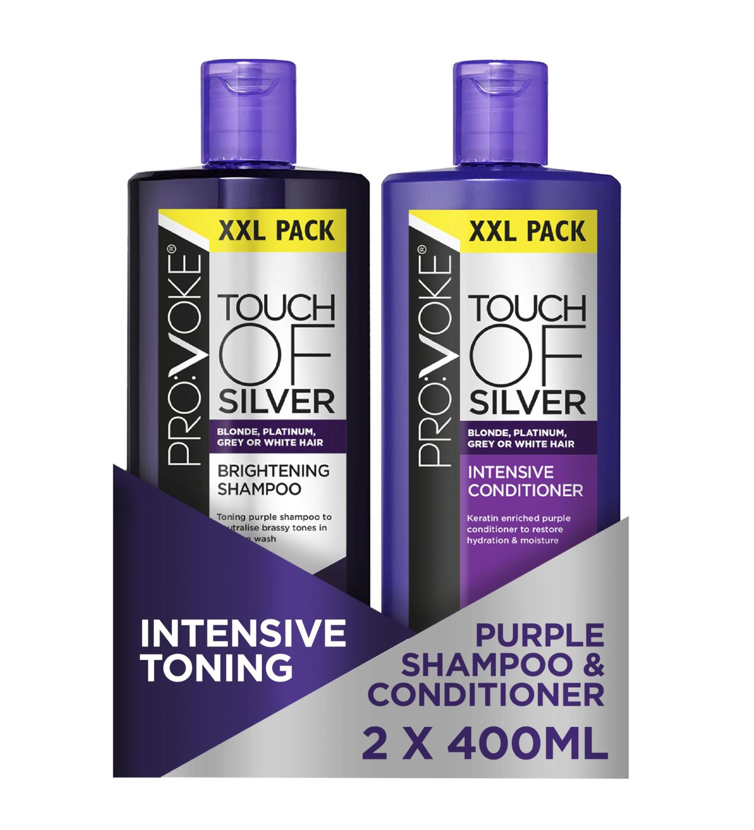 PROVOKE Touch Of Silver Brightening Purple Shampoo & Conditioner 400ml - Neutralizes Yellow & Orange Tones - Infused with Violet & Blue Pigments - Buy Online on GoSupps.com
