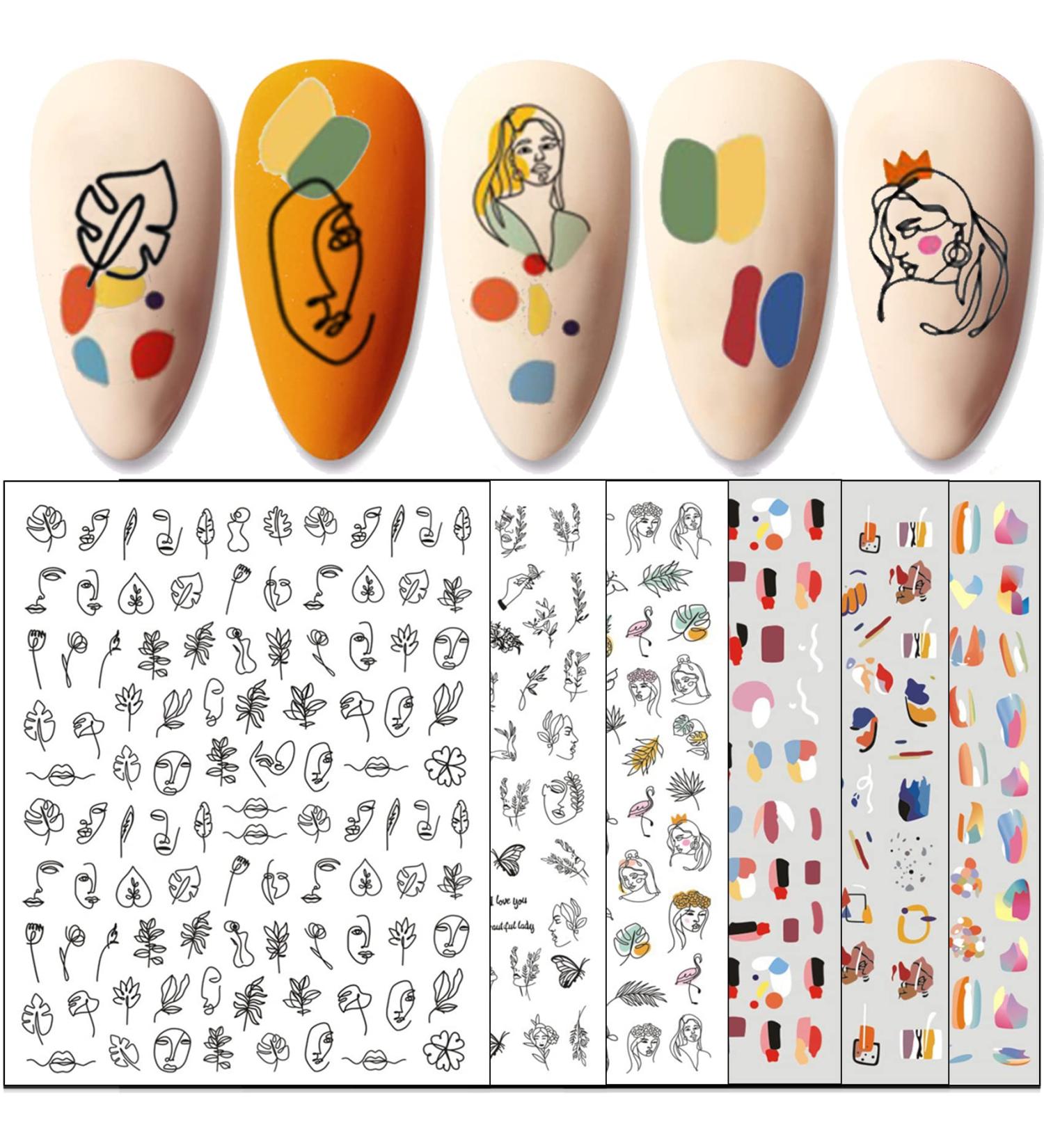 TailaiMei Abstract Nail Art Stickers - Graffiti & Minimalist Design for Women (12 Sheets) - Buy Online on GoSupps.com