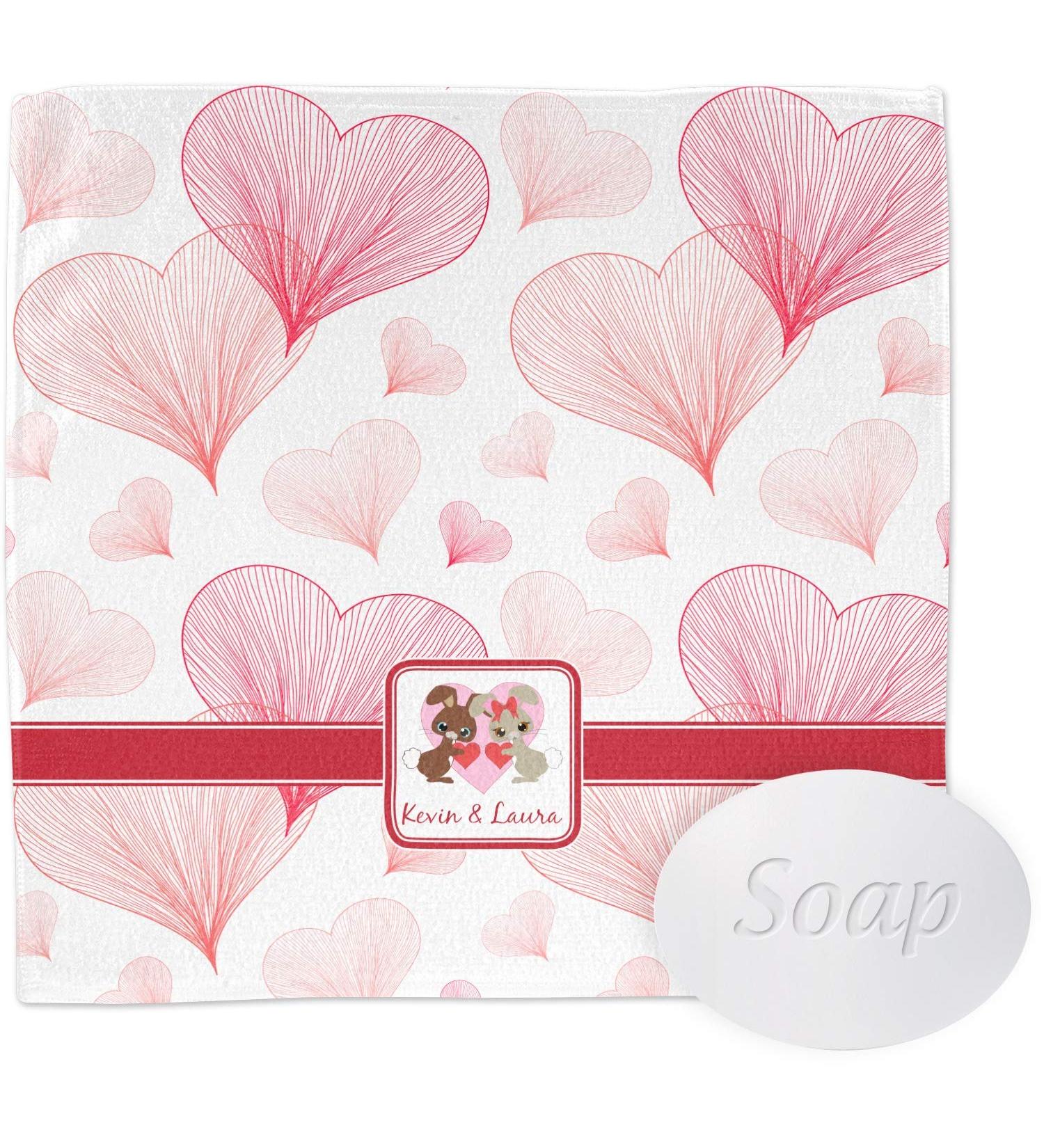YouCustomizeIt Personalized Hearts & Bunnies Washcloth
