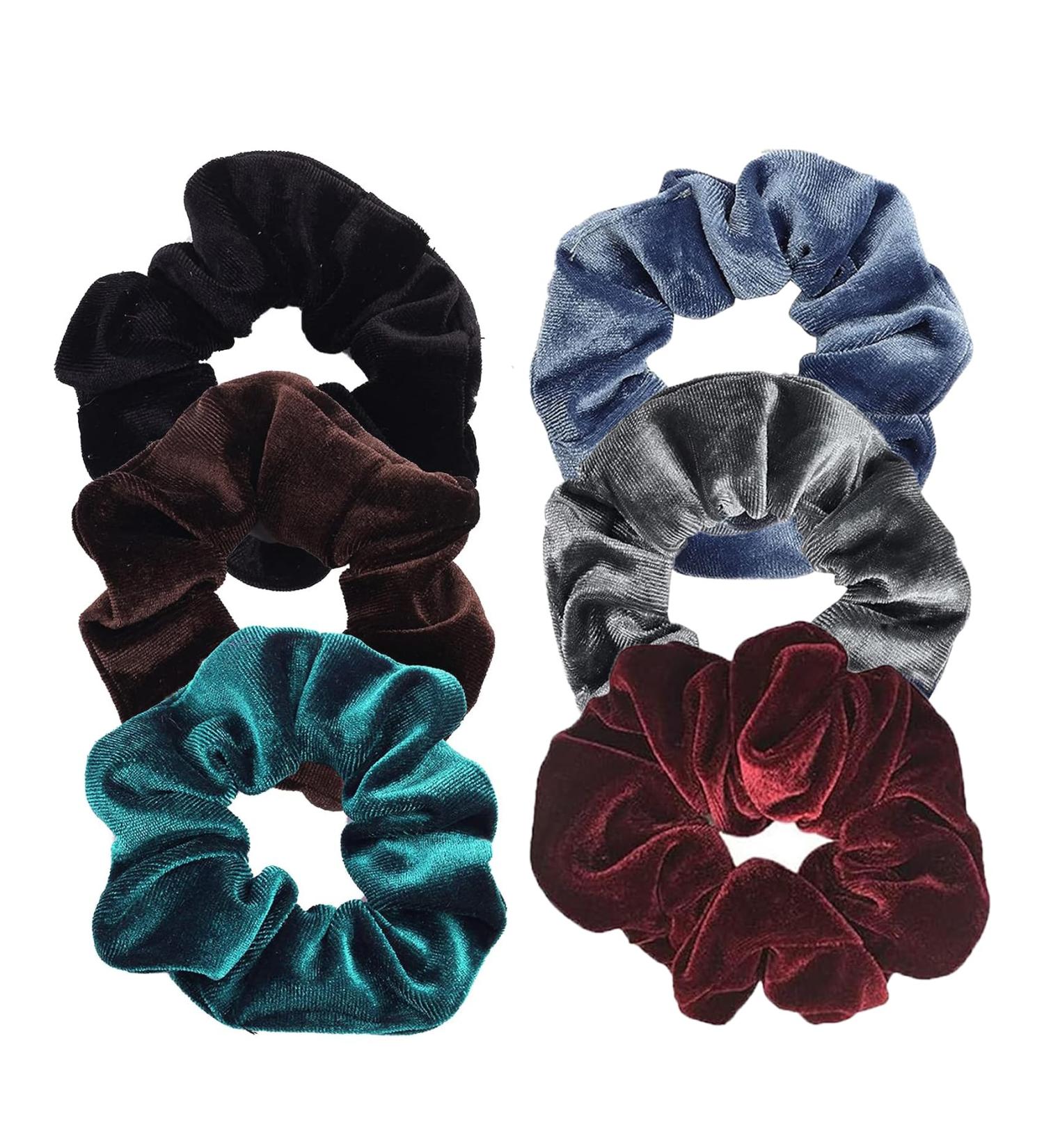 Buy Ilamourcar 6-Piece Velvet Scrunchies Set | Colorful Hair Ties & Rubber Bands for Girls & Women | International Shipping Available - Buy Online on GoSupps.com