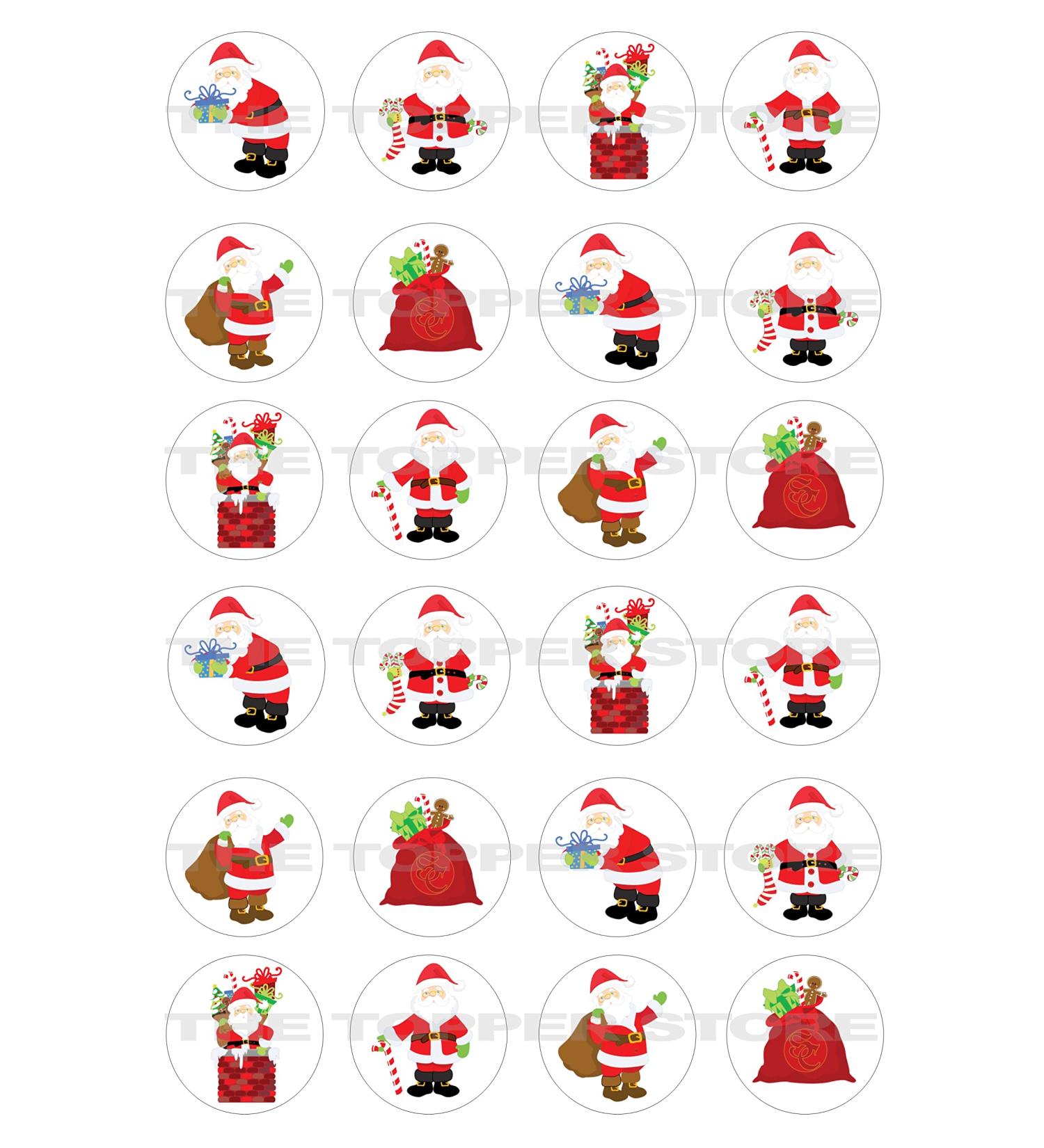 24 edible PRE CUT Father Christmas Santa (unframed) kids childrens party decoration cupcake toppers on wafer rice paper - Buy Online on GoSupps.com