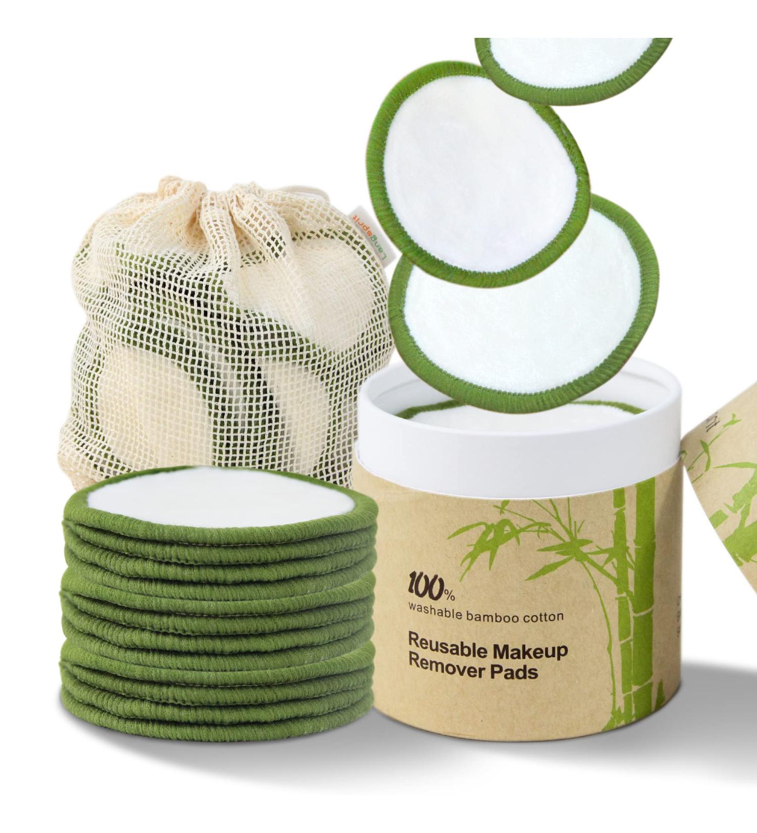 Langsprit Reusable Cotton Rounds - Washable Makeup Remover Pads | 20 Pack Bamboo Pads for Toner | For All Skin Types | Includes Laundry Bag and Round Box - Buy Online on GoSupps.com