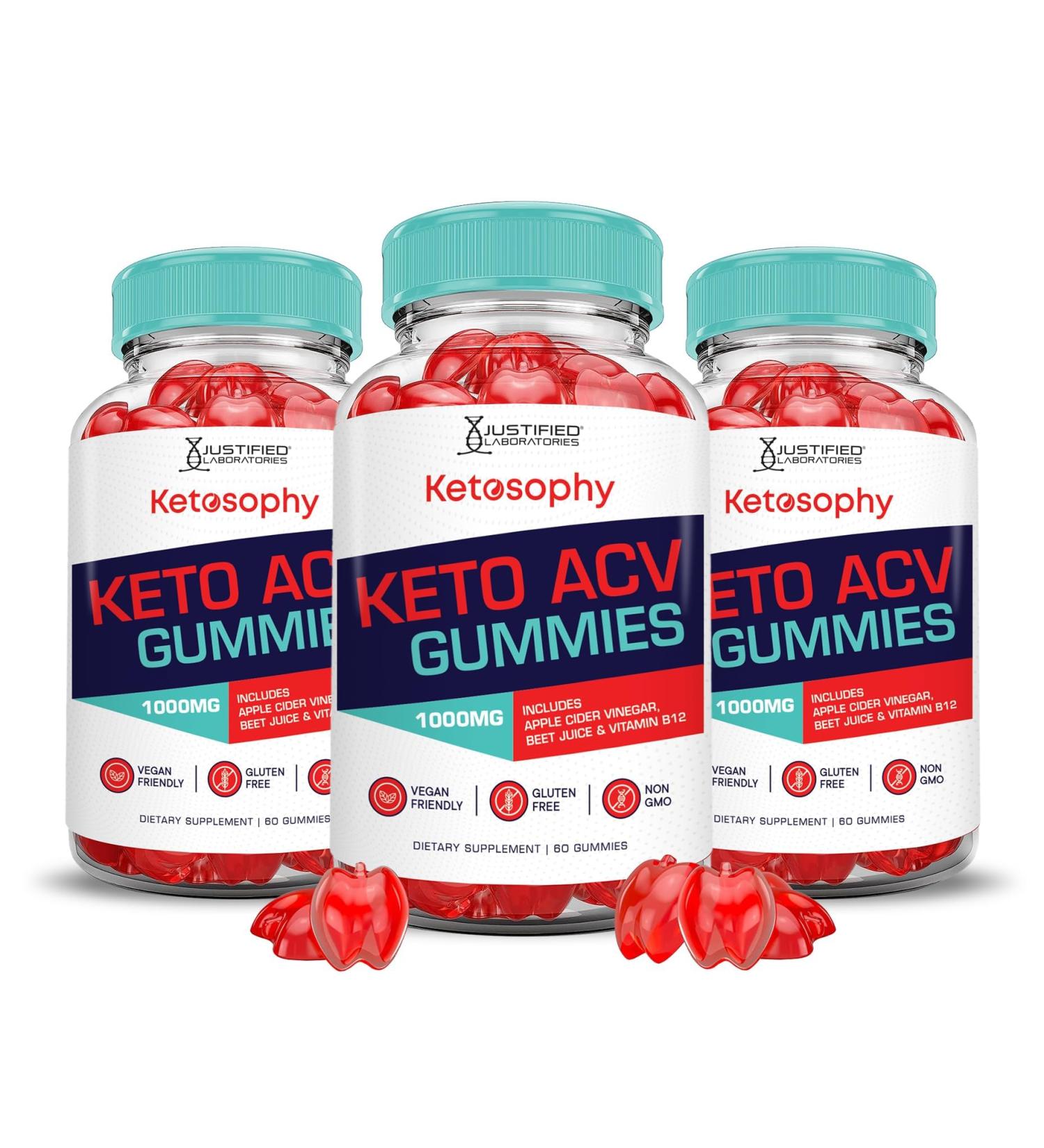 Justified Laboratories (3 Pack Ketosophy Keto ACV Gummies Advanced Formula 1000MG Ketosophy Keto Gummies Apple Cider Vinegar Formulated with Pomegranate Beet Juice Powder B12 Vegan Non GMO 180 Gummys 60 Count (Pack of 3) - Buy Online on GoSupps.com