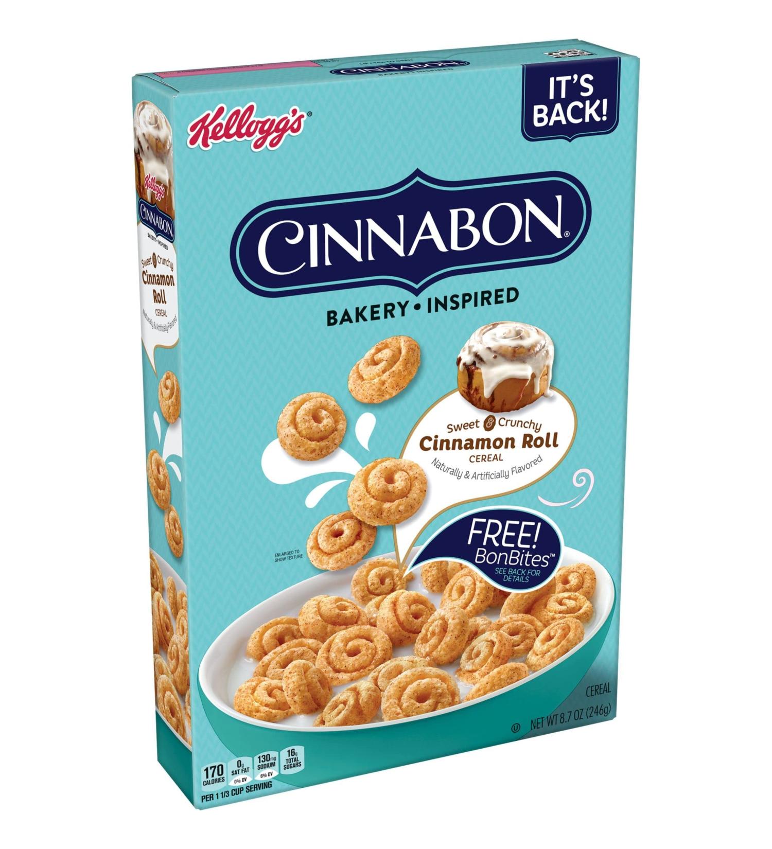 Kelloggs Cinnabon Cold Breakfast Cereal  7 Vitamins and Minerals  Kids Snacks  Original  8.7oz Box (1 Box) - Buy Online on GoSupps.com