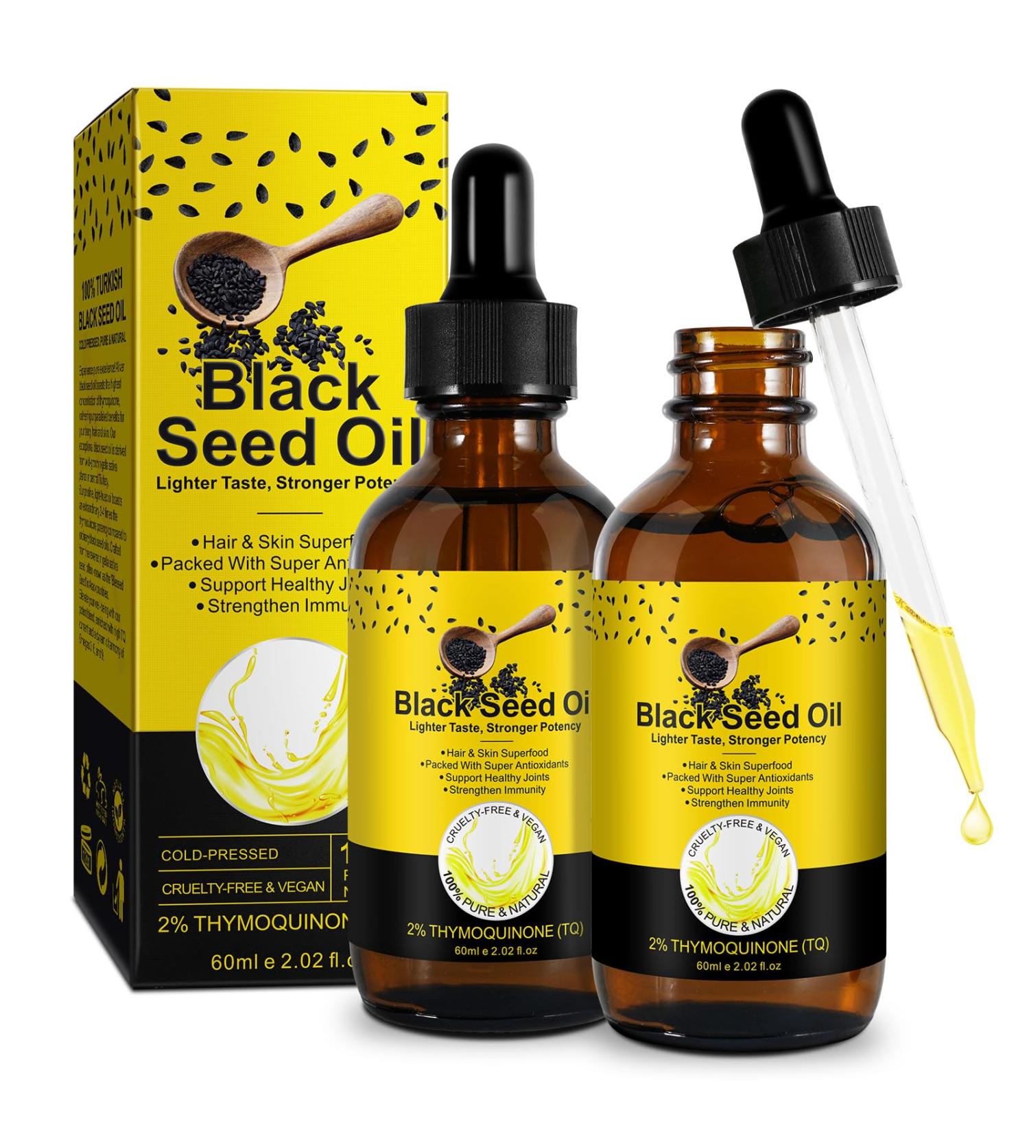 Buy Organic Cold Pressed Black Seed Oil - 100% Pure & Unrefined Turkish Oil for Skin Hair & Eyelash - Essential & Massage Oil (2 - Buy Online on GoSupps.com