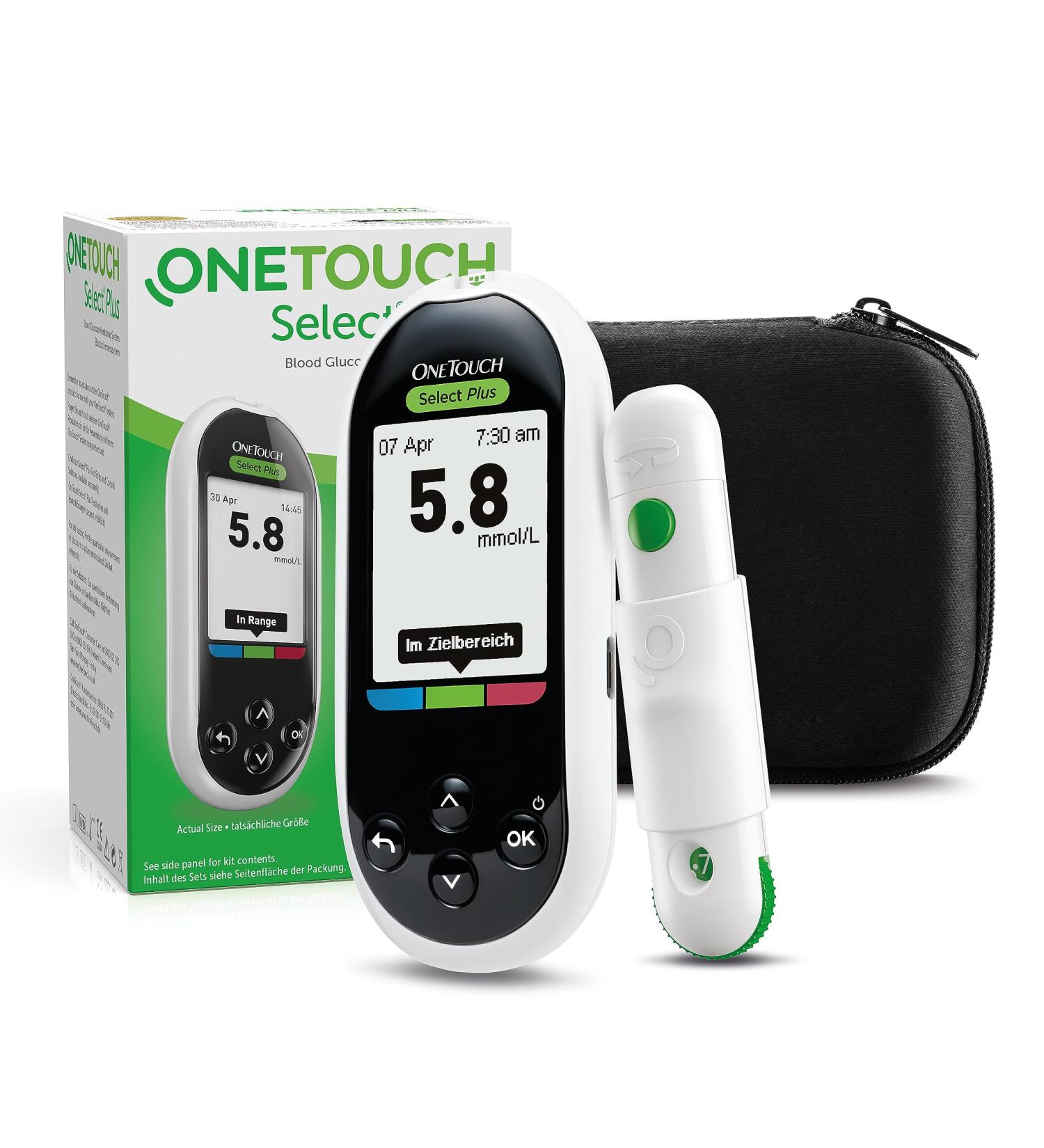 OneTouch Select Plus Blood Glucose Meter I Set for blood glucose control with 1 blood glucose meter + 10 test strips + 1 lancing device + 10 lancets in a case (including batteries) - Buy Online on GoSupps.com