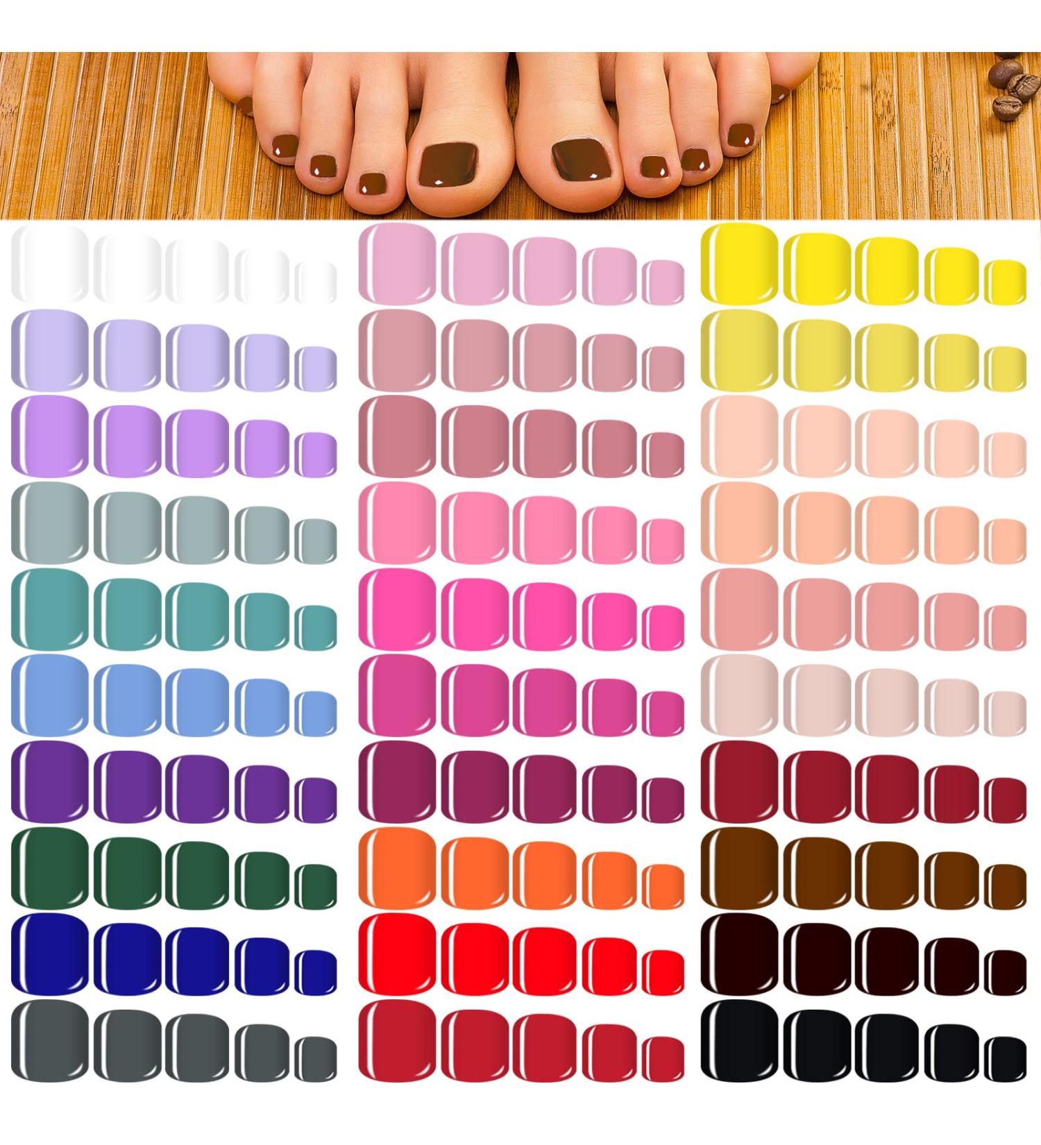 720 Short Square Bright Color False Toe Nails - 30 Sets | Matte Full Cover Press On Toenails for Women and Girls - Buy Online on GoSupps.com