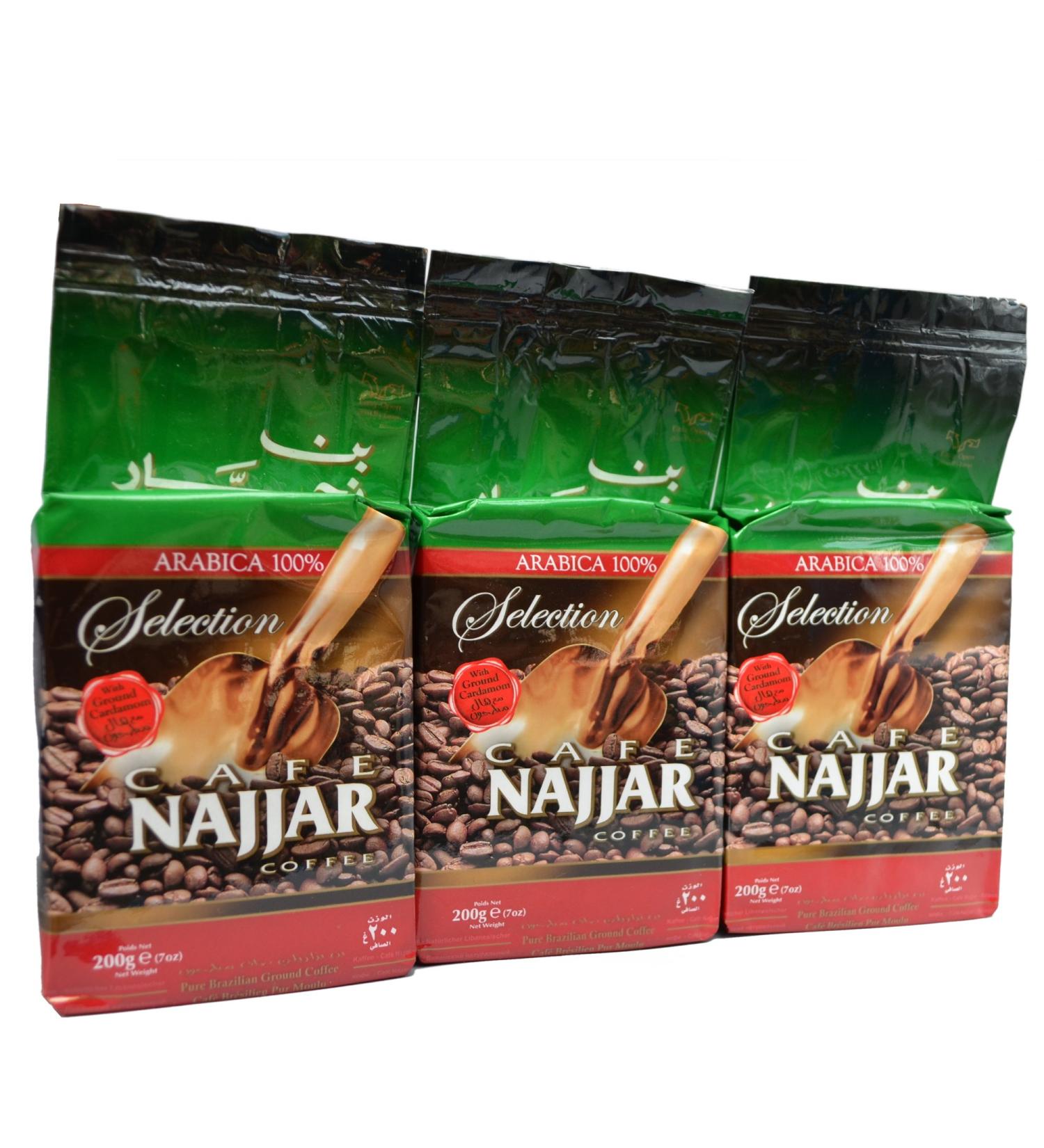 Najjar Najjar 100% Coffee Arabica with Ground Cardamom 200g (Pack of 3)