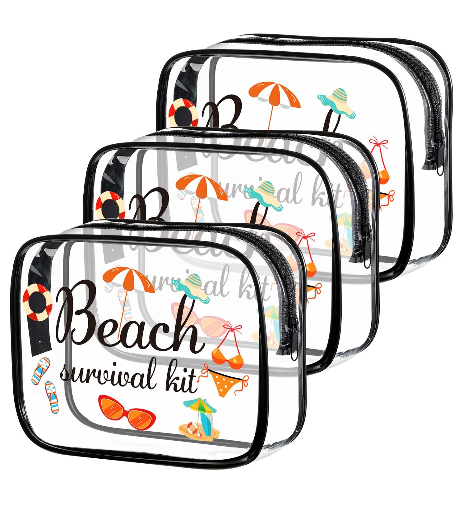 Clear Toiletry Bag 3 Pack - Waterproof Travel Makeup Cosmetic Bags for Men and Women - Carry On Bathroom Organizer for Beach Travel - Buy Online on GoSupps.com