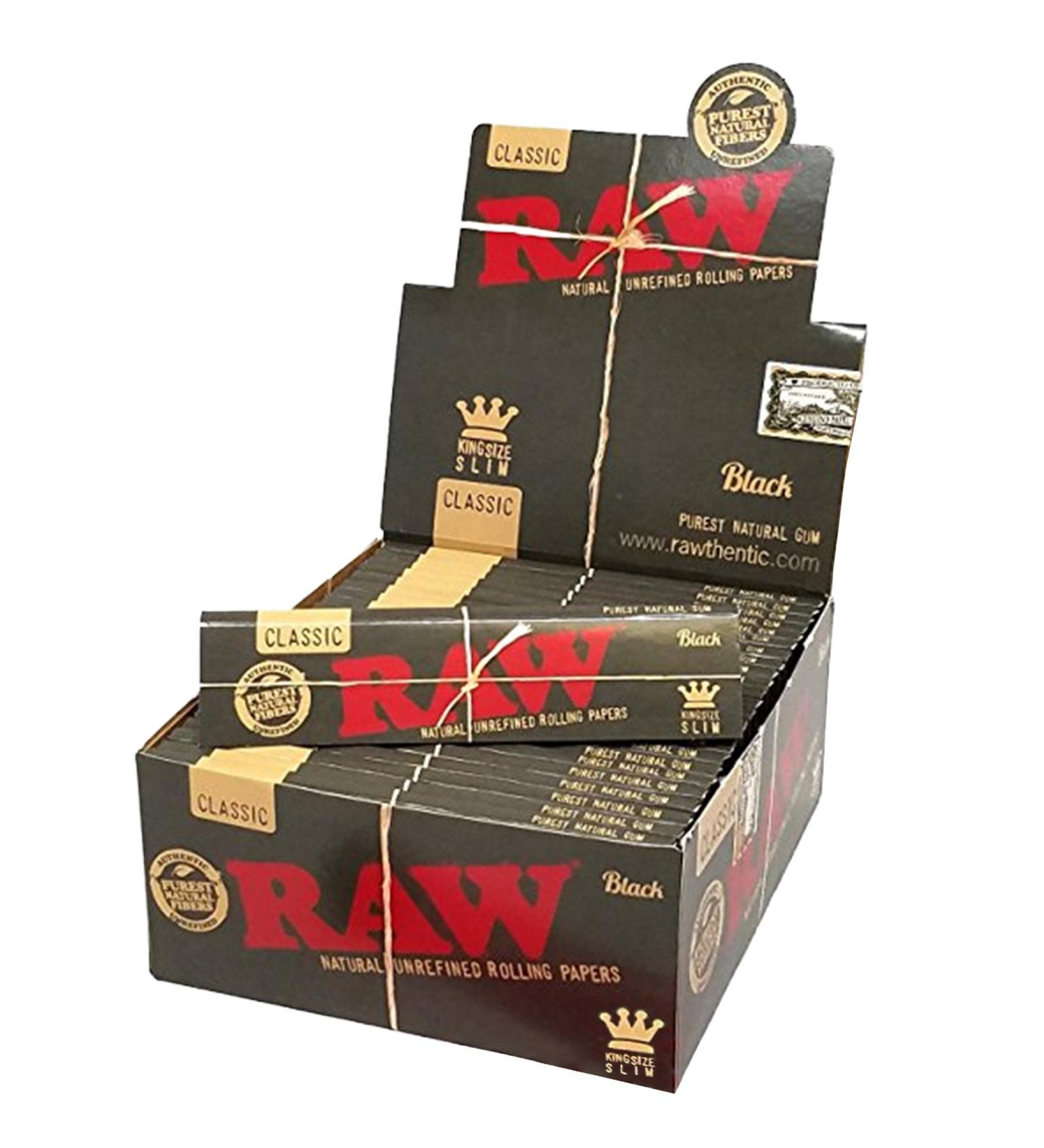 RAW Classic Black King Size Slim Rolling Papers - 50 Packs | Natural Unrefined Ultra Thin 110mm - Buy Online on GoSupps.com