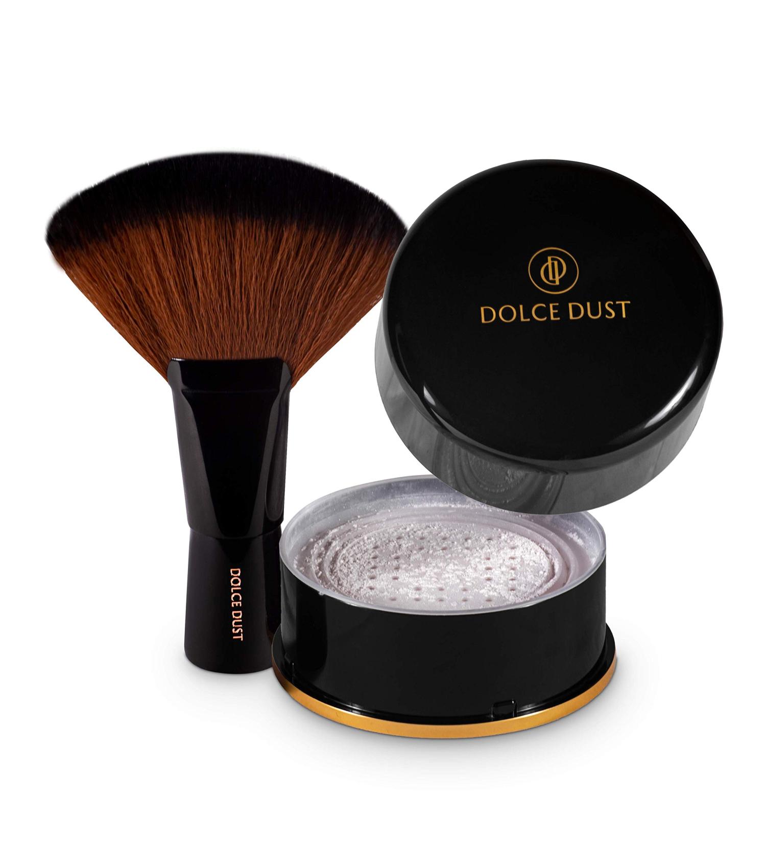 Dolce Dust Powder with Applicator Brush | Remove Stickiness & Finish Sunless Tan | Hydrated & Smooth Skin | Coconut Cream 90g Shimmer - Shop Internationally - Buy Online on GoSupps.com