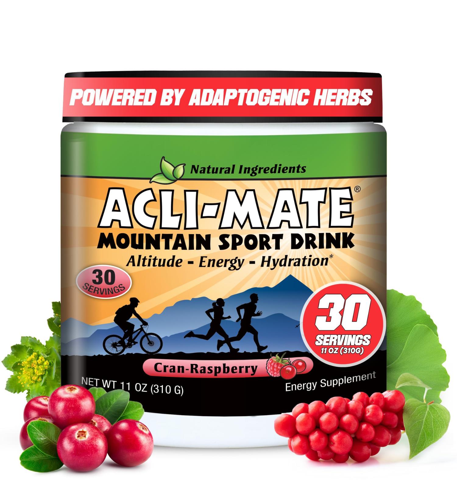 Acli-Mate Mountain Sport Drink Mix - High Altitude Acclimatization Electrolytes Powder - Energy Powder Mix - Recovery Hydration Drink for Running Hiking Cycling Travel & More (1 Tub CranRaspberry) Cran Raspberry 11 Ounc  - Buy Online on GoSupps.com