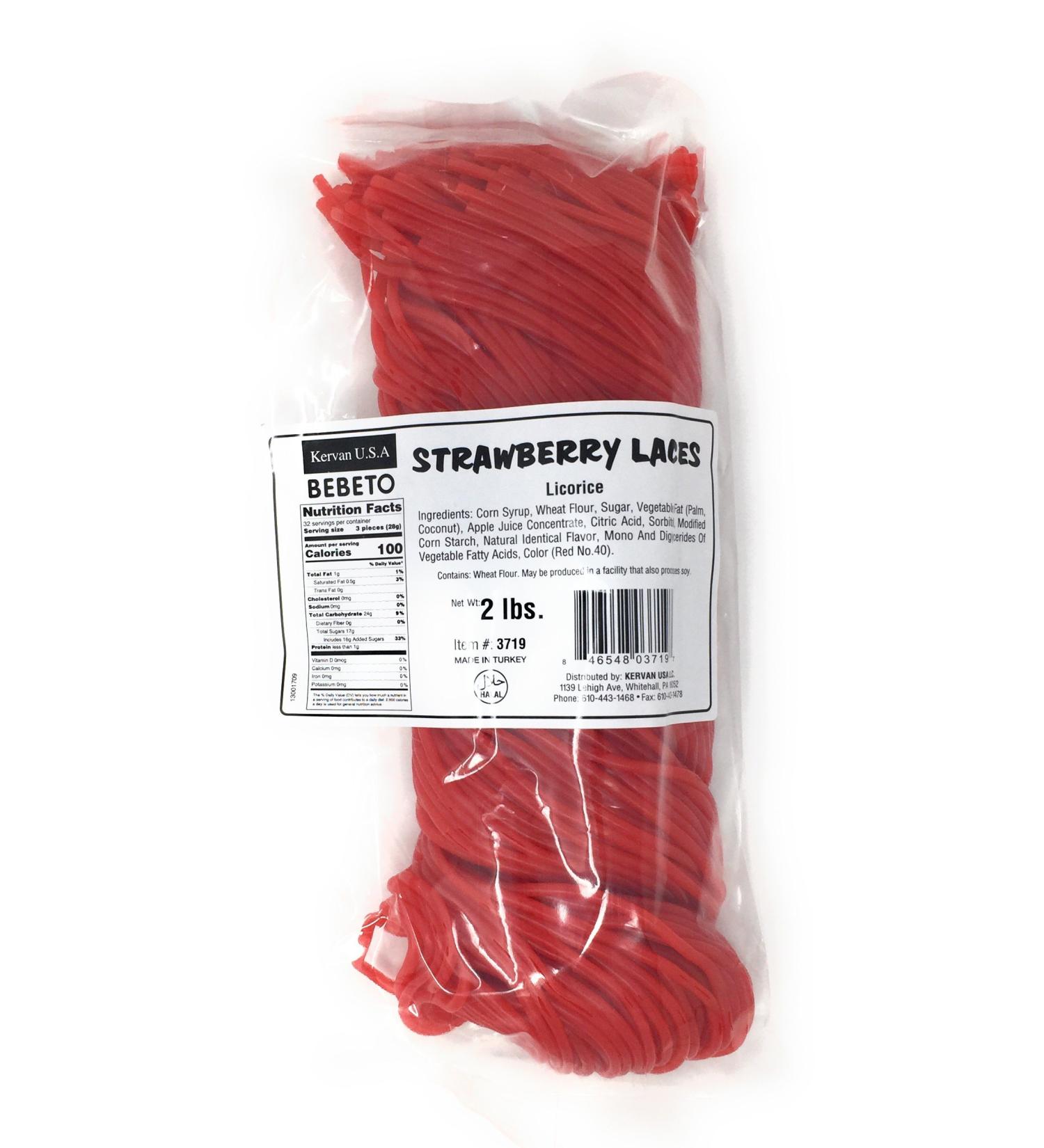 Kervan Strawberry Licorice Laces - 2lb | Delicious Fresh Candy - Buy Online on GoSupps.com