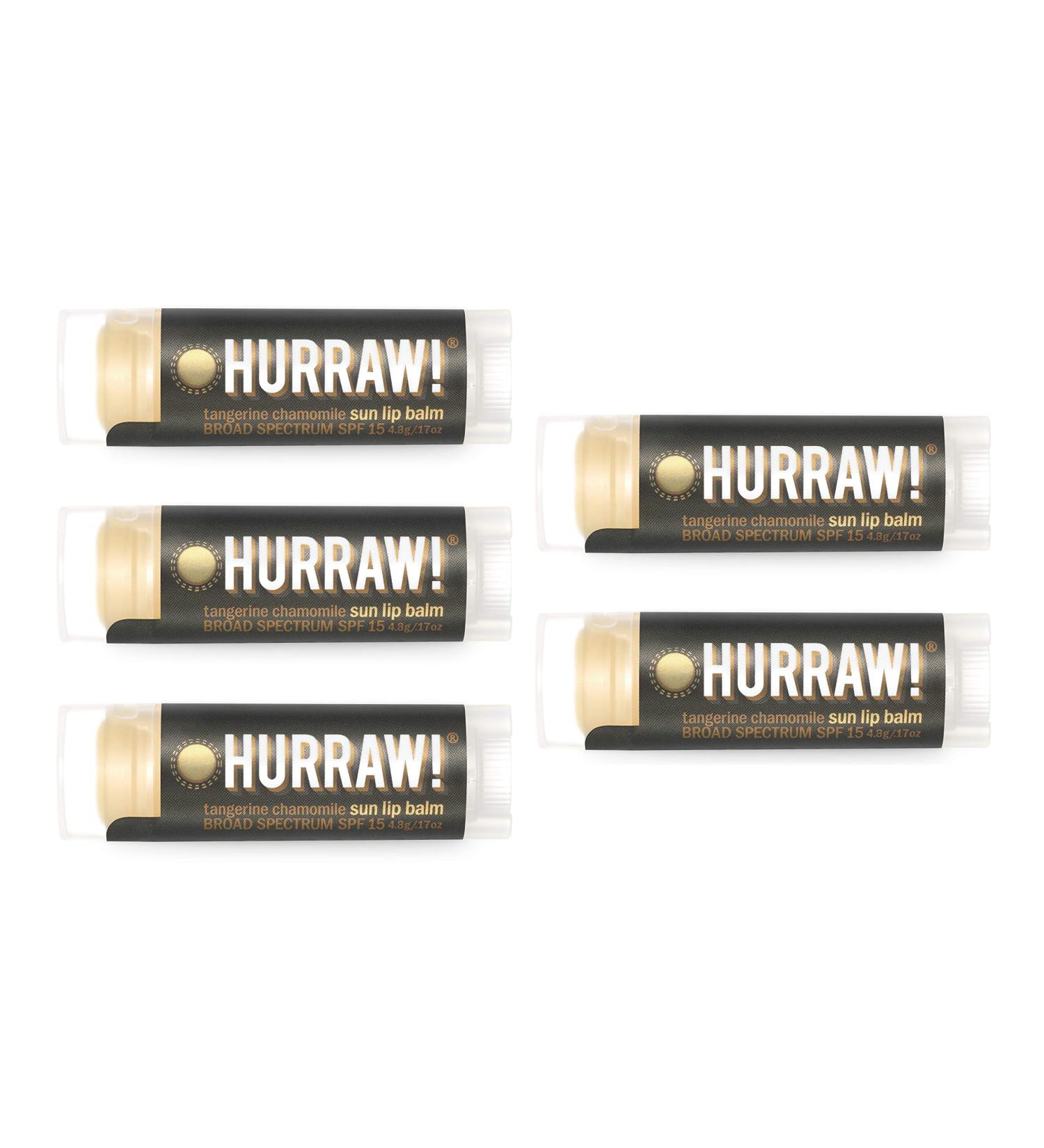 Organic Hurraw! Sun Lip Balm SPF 15 Tangerine Chamomile 5 Pack - Vegan, Gluten Free, Non-GMO, All-Natural - Made in USA - Buy Online on GoSupps.com