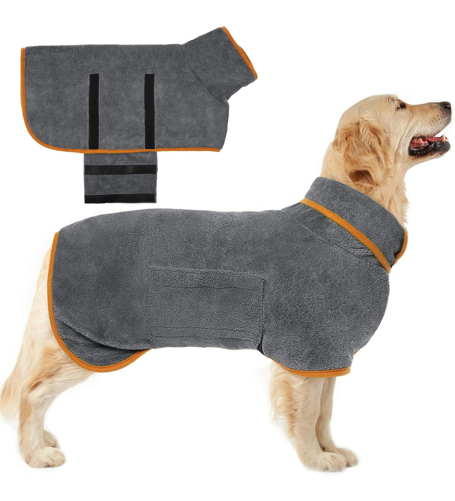 Kuoser Dog Bathrobe - Extra Absorbent Microfiber Towel with Velcro Adjustable Pet Bathrobe for Efficient Drying - Perfect for All Dog Breeds - Buy Online on GoSupps.com