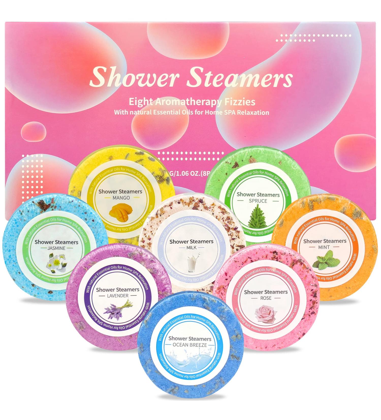 NOSTOSON Aromatherapy Shower Steamers - 8-Piece Essential Oil Shower Bombs for Relaxation & Stress Relief - Self-Care Gift Set for Women, Men, Kids - Pink - Buy Online on GoSupps.com