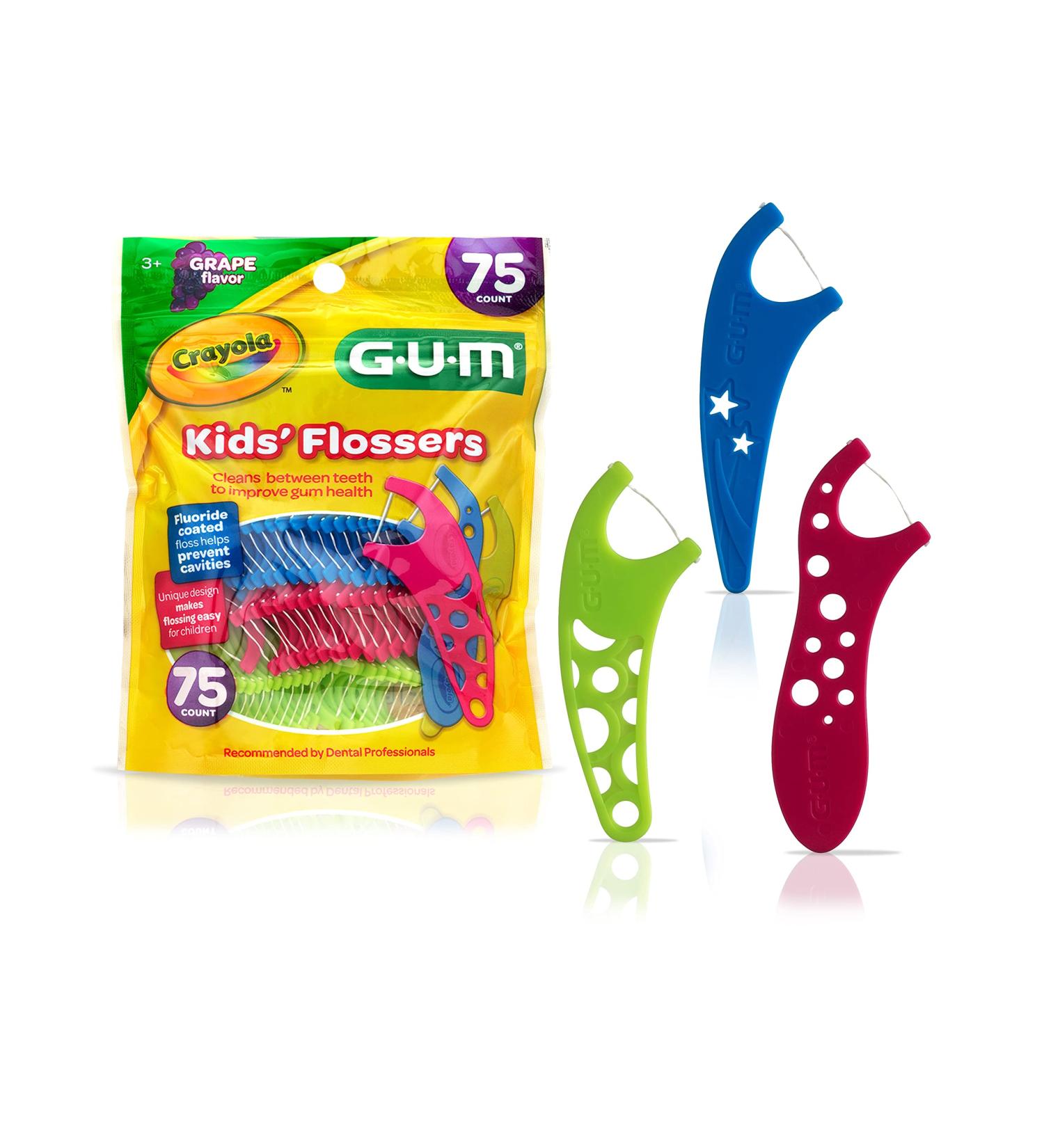 Crayola Kids' Flossers - Grape Flavored, Fluoride Coated, 75 Count (Ages 3+) - Buy Online on GoSupps.com