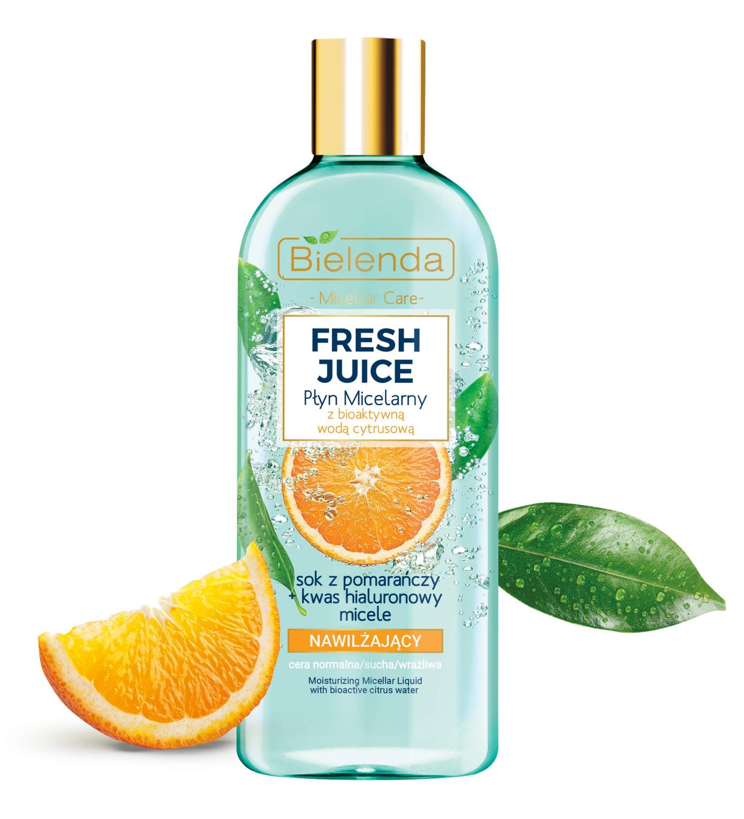 Bielenda Fresh Juice - For Daily Washing And Cleansing Of The Face - Leaves The Skin Matt Normalized And Detoxified-Moisturizing Micellar Liquid With Bioactive Citrus Water Orange Juice - 500 ml - Buy Online on GoSupps.com