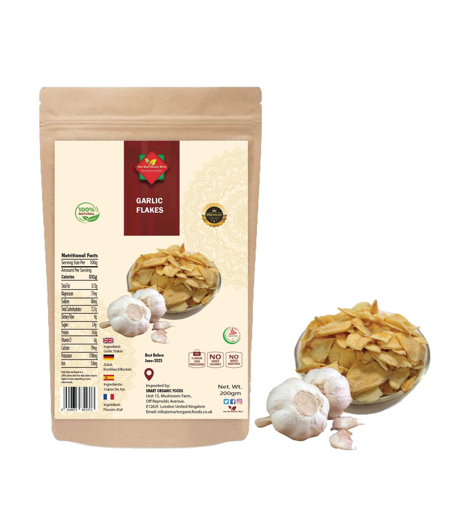 Garlic Flakes (200g/7.05oz) - Premium Quality, 100% Natural, Authentic, No Additives - Buy Online on GoSupps.com