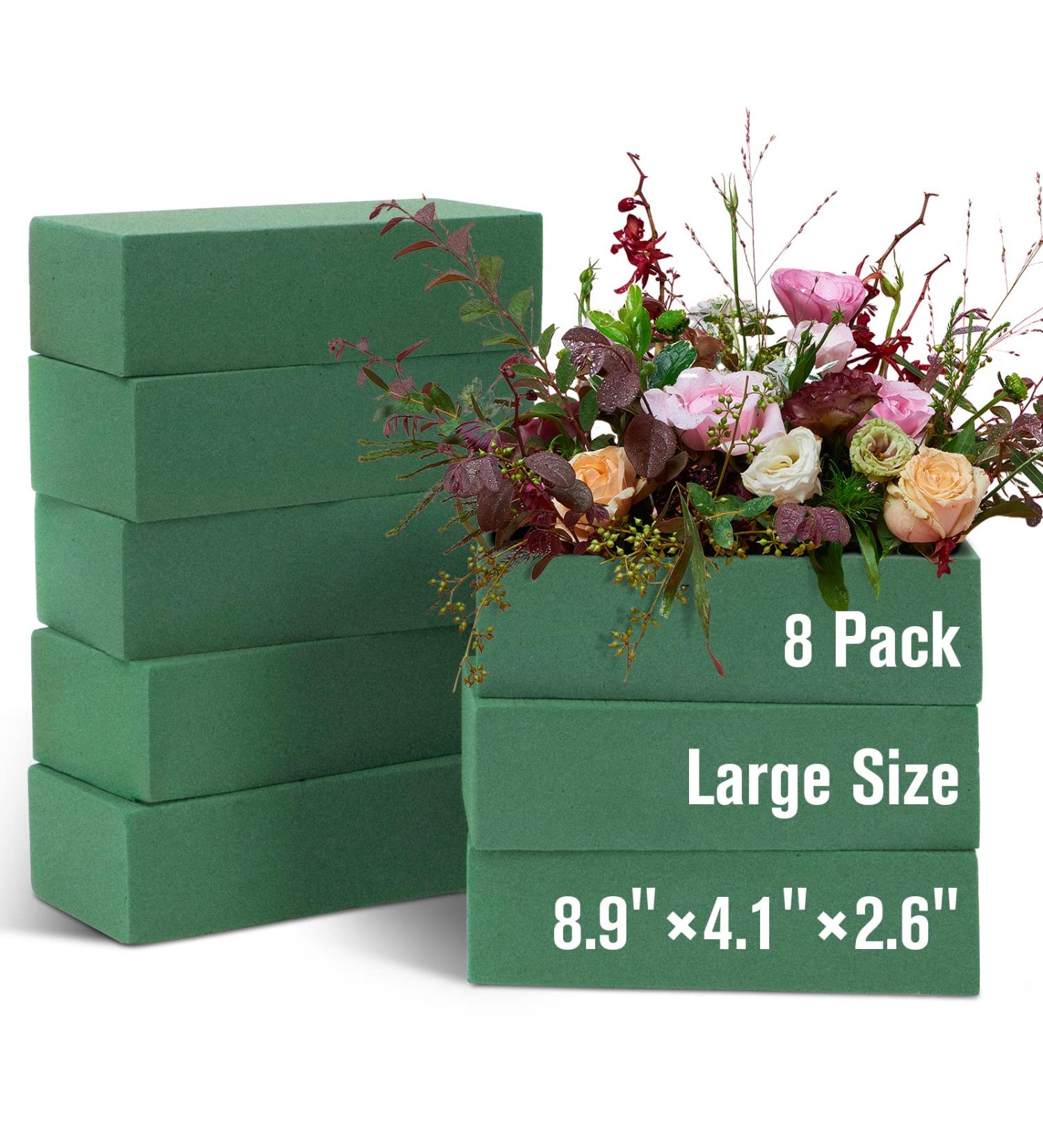 8 Pack Wet Green Floral Foam Blocks for Fresh & Artificial Flowers - Ideal for Crafts, Wedding Decor - 8.9 L x 4.1 W x 2.6 H - Buy Online on GoSupps.com