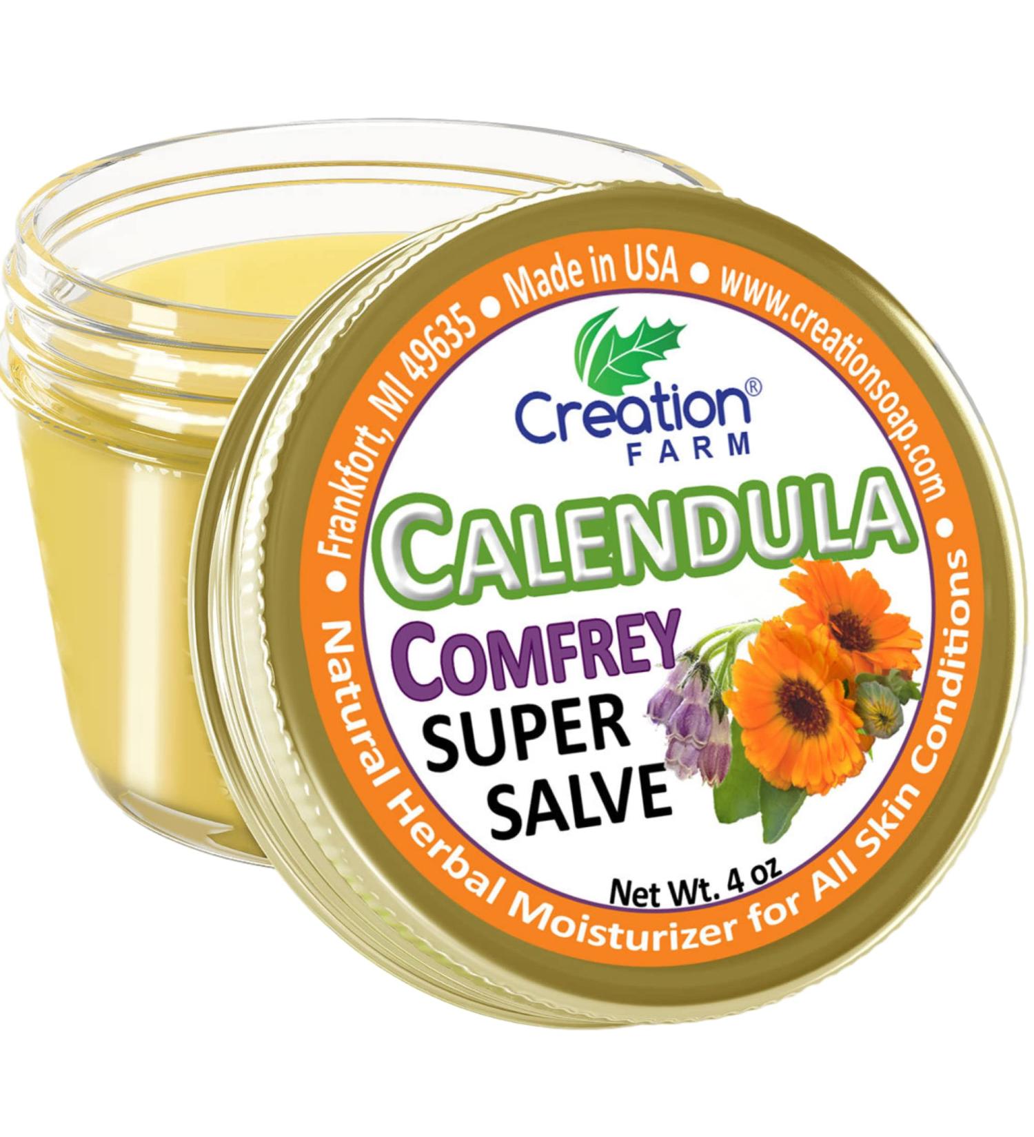 Calendula Comfrey Super Salve 4 oz - Herbal Balm for Eczema & Psoriasis - Made in USA - Buy Online on GoSupps.com