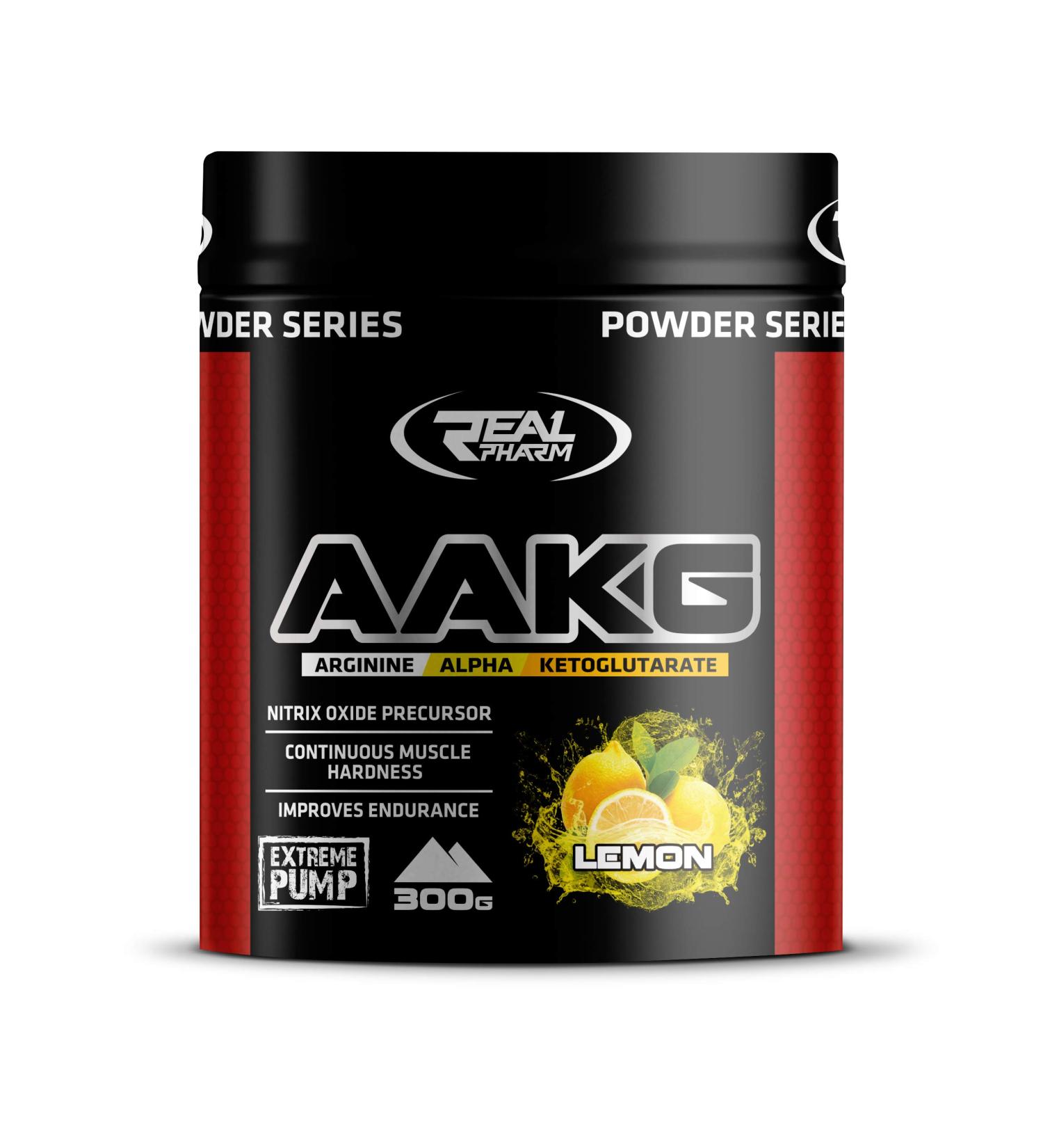 Real Pharm AAKG 300 g - L-arginine alpha-ketoglutarate - extreme pump (Lemon)