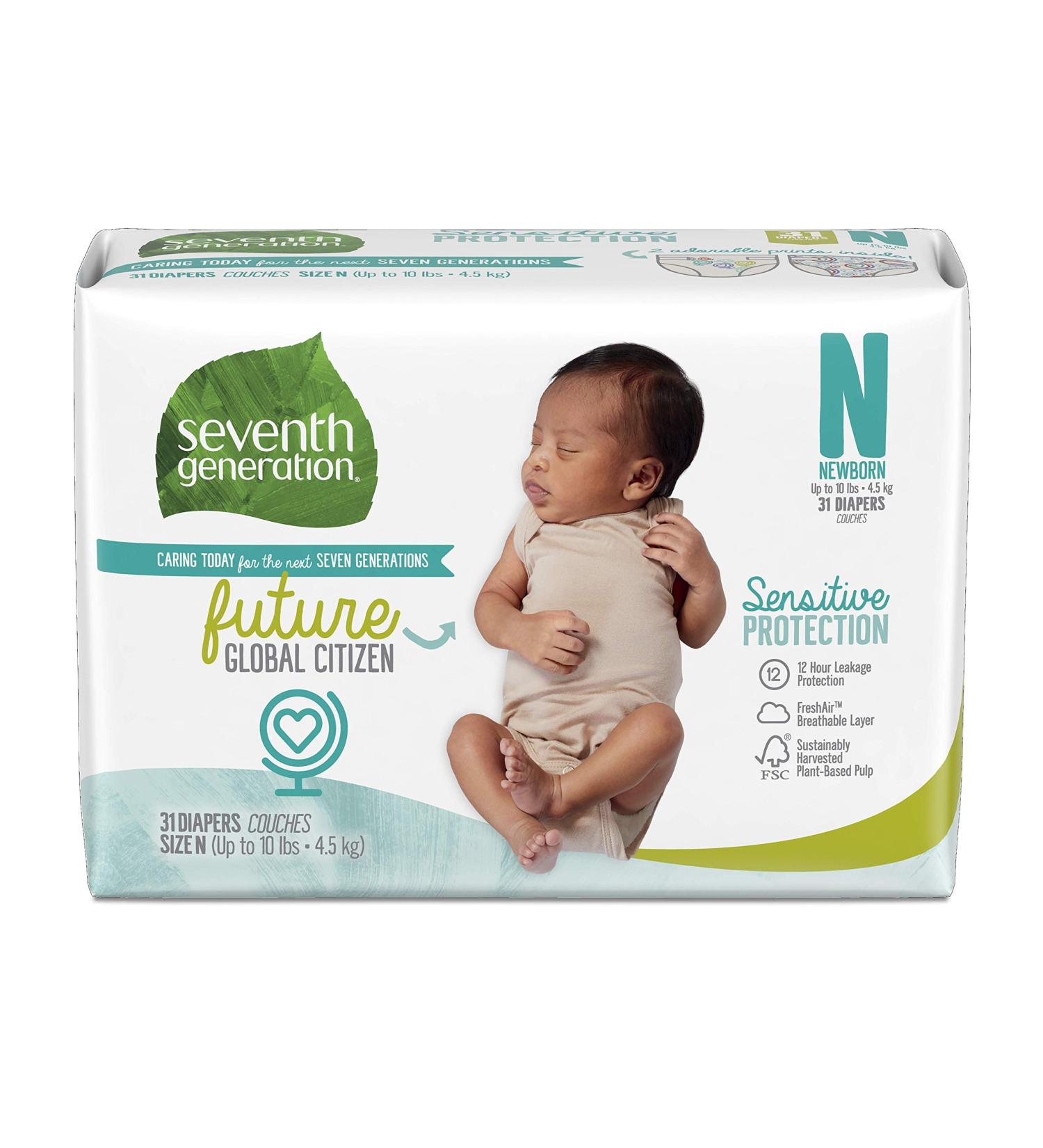 Seventh Generation Newborn Diapers, Sensitive Protection - 31 Count | Eco-Friendly Baby Care - Buy Online on GoSupps.com