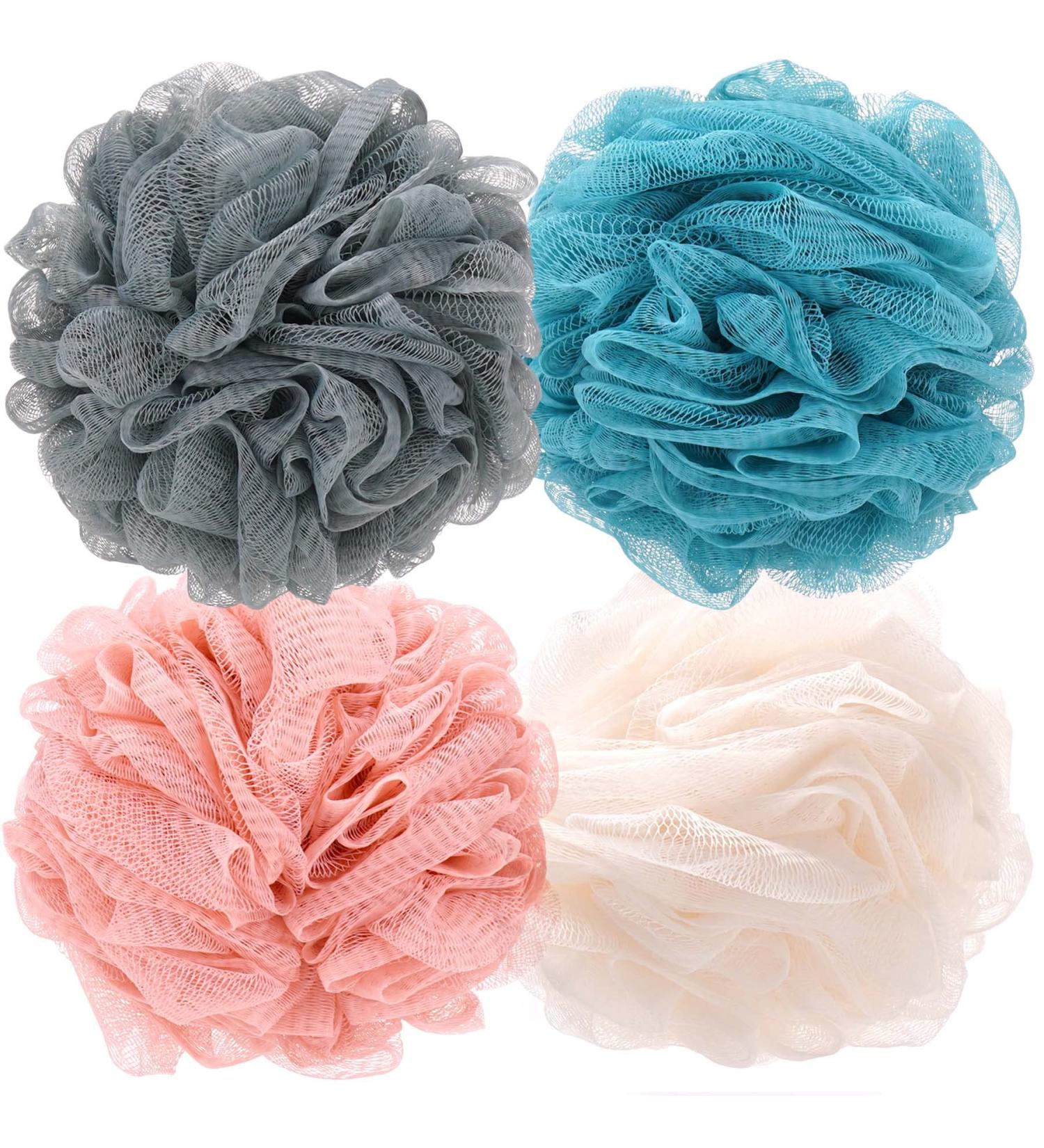 OKAKA Bath Sponge Shower Loofah Puff 4 Pack - Skin Care Essential, Soft & Big - Buy Online on GoSupps.com