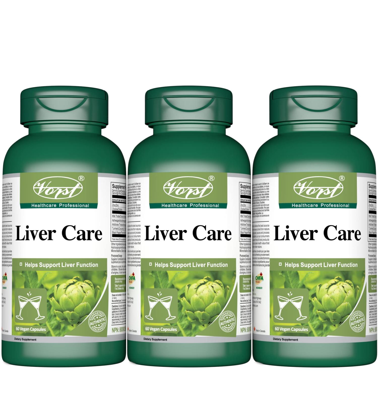 VORST Liver Support Supplement 60 Vegan Capsules With Milk Thistle Artichoke Curcumin Choline & Zinc | 180-Day Supply | Premium Formula | Fatty Liver | 3 Bottles 180 count (Pack of 1) - Buy Online on GoSupps.com