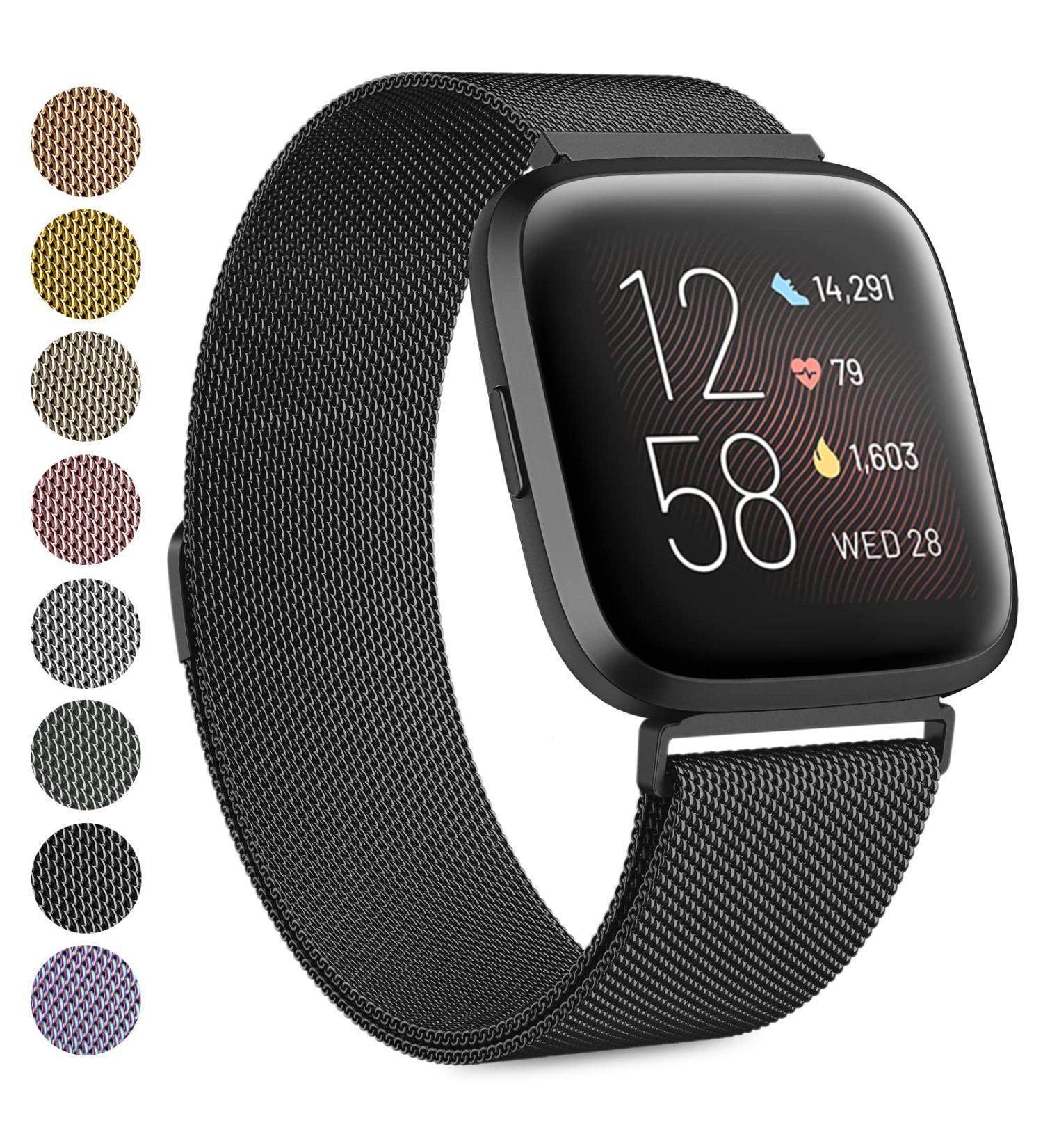 Premium Stainless Steel Oumida Bracelet for Fitbit Versa 2 & Lite | Strong Magnetic Replacement Band for Men & Women - Black Small - Buy Online on GoSupps.com