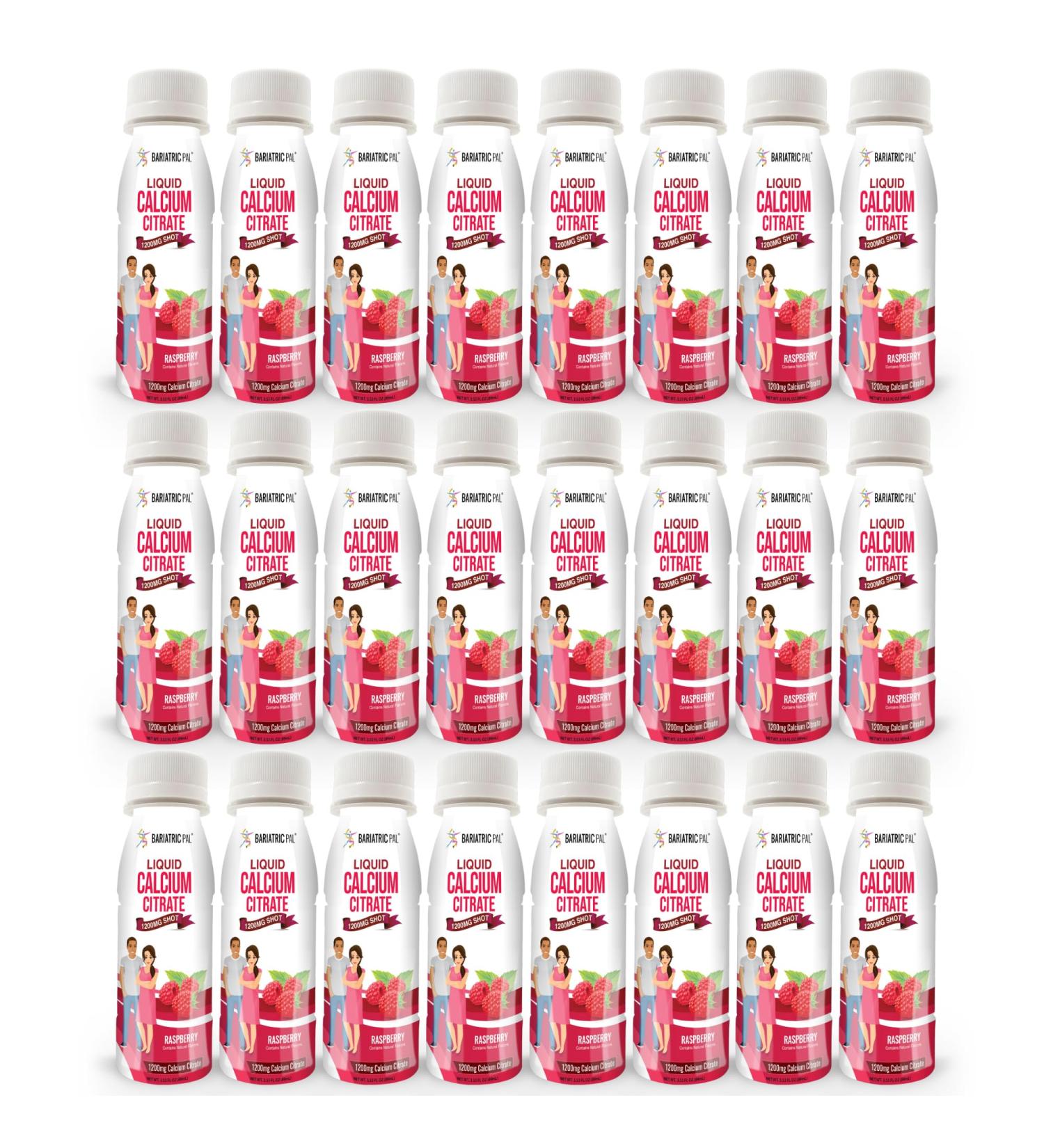 BariatricPal 1200mg Calcium Citrate Sugar-Free Liquid Shots - Raspberry (24-Pack) Raspberry 3.53 Fl Oz (Pack of 24)