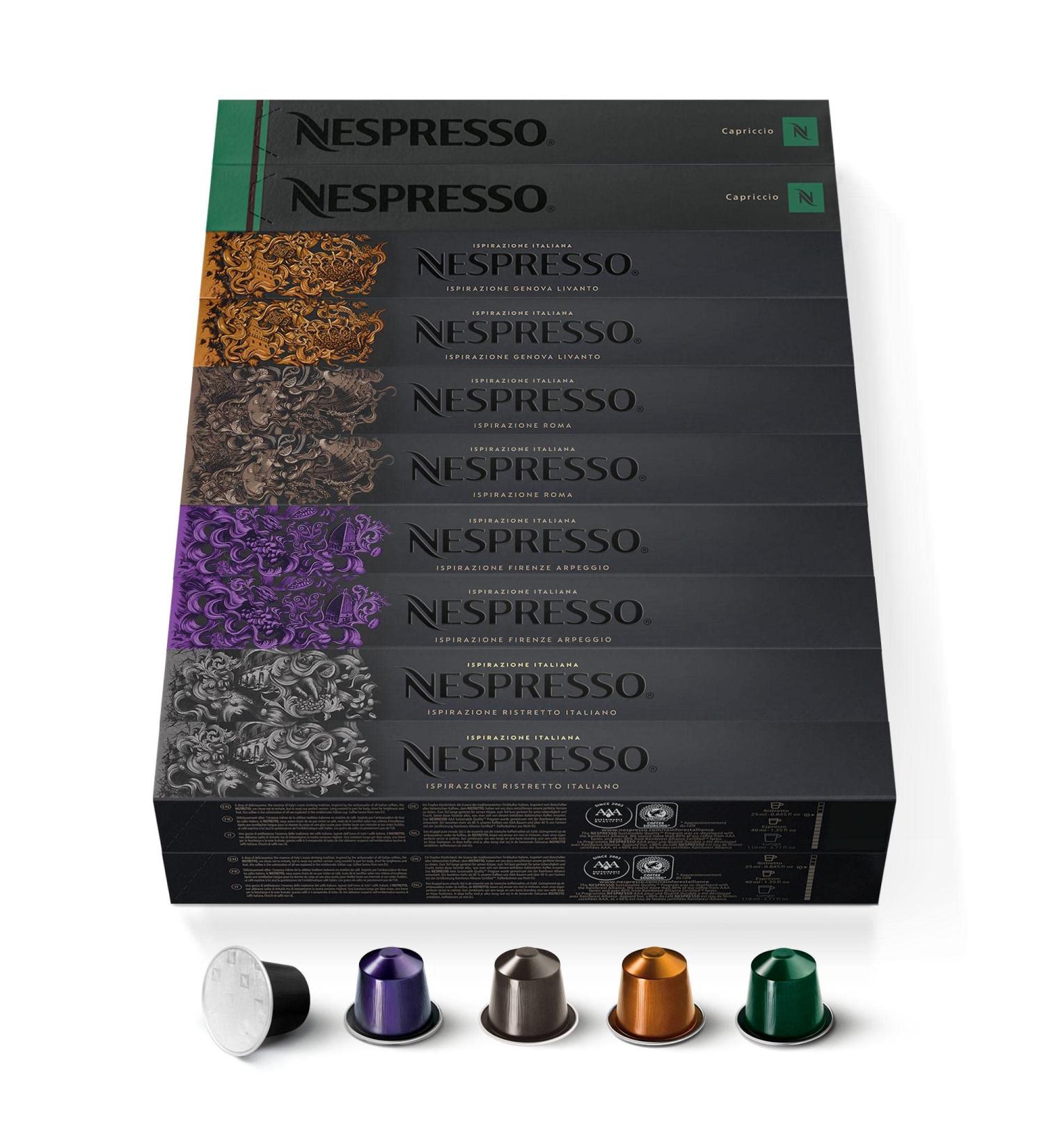  Nespresso Nespresso Original - Bundle Top Selection Italian Inspiration & Espresso 200 Coffee Capsules - 40x Ristretto 40x Arpeggio 40x Roma 40x Livanto 40x Capriccio - Buy Online on GoSupps.com