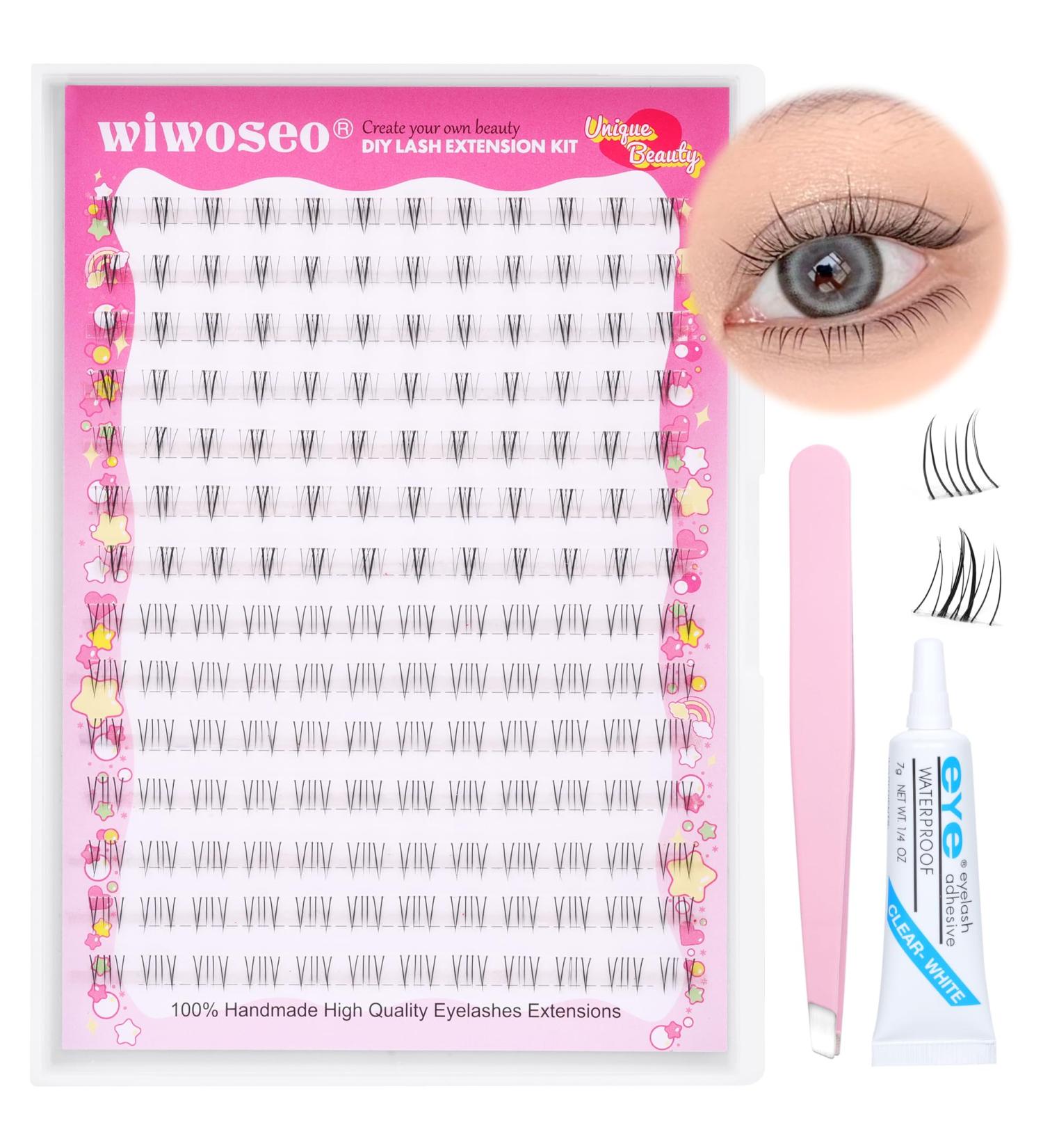 Wiwoseo Natural Lash Clusters - C Curl Individual Eyelash Extensions (9-11MM) for DIY Beginners - Clear Band Black Wispy Lashes - Buy Online on GoSupps.com