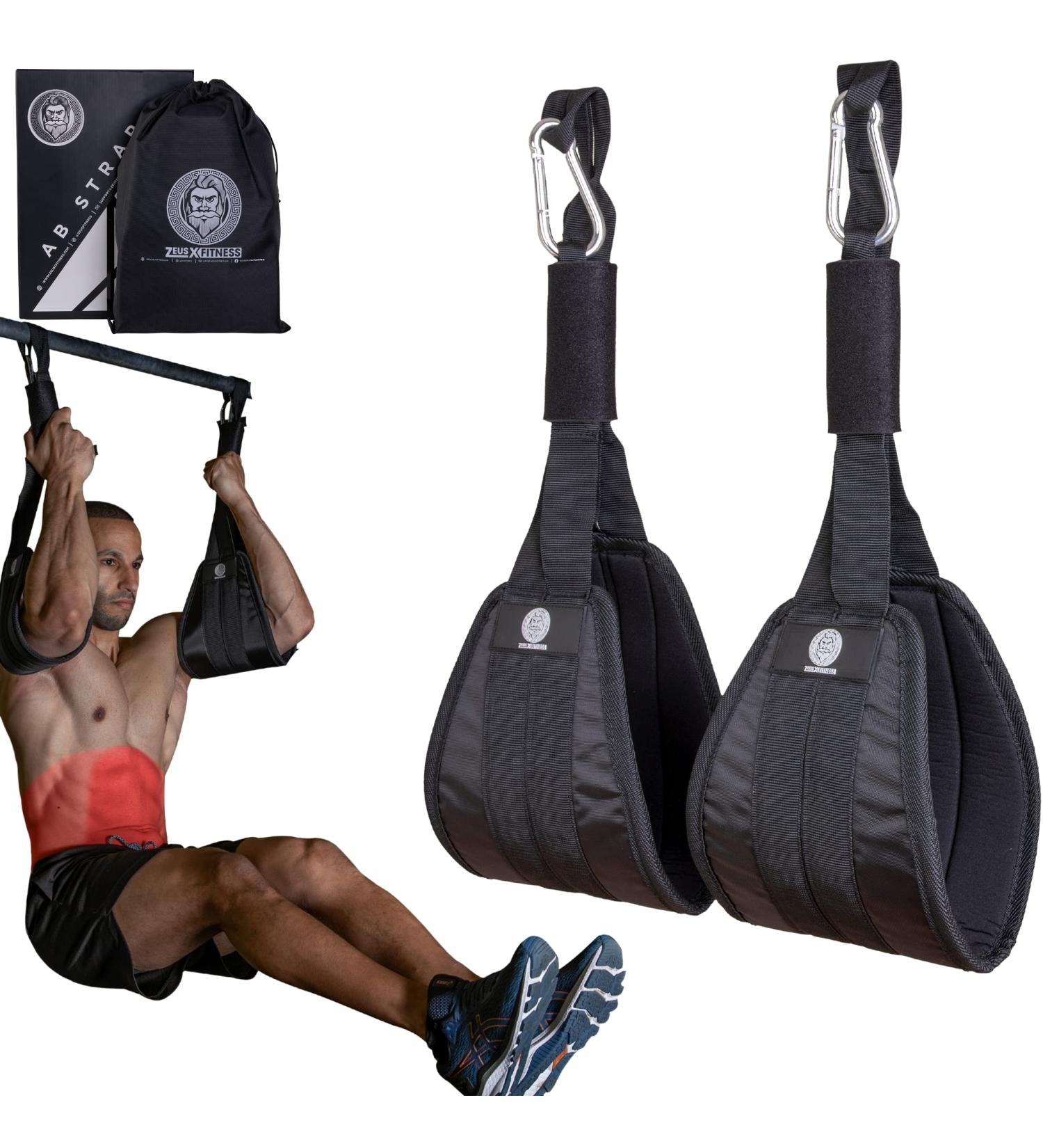 Zeus X Fitness Hanging Ab Straps - Heavy-Duty Core Exercise Accessory for Men and Women - Comfortable Padding - Home Gym Strength Building Equipment - Buy Online on GoSupps.com