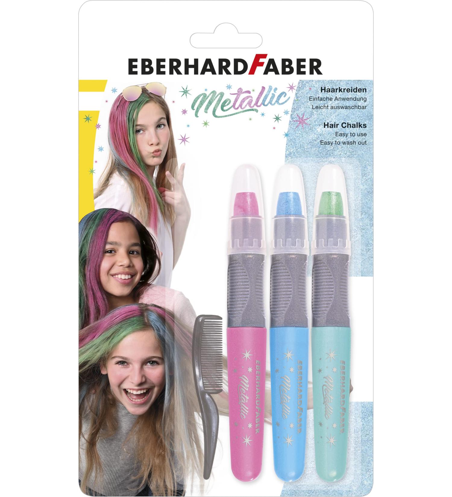 Eberhard Faber 579205 Hair Chalk Metallic Set - 3 Colors Easy Application & Wash Trendy Hairstyles & New Hair Colors - Buy Online on GoSupps.com