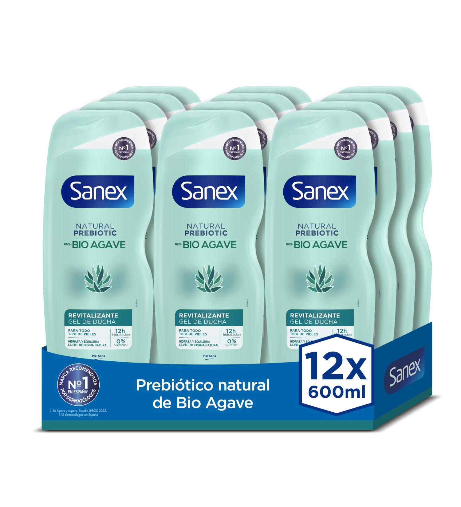  Sanex Sanex Natural Prebiotic Organic Agave Revitalizing Shower Gel Pack of 12 x 600 ml with natural prebiotic organic agave 12-hour hydration 92% natural origin* SLS-free** - Buy Online on GoSupps.com