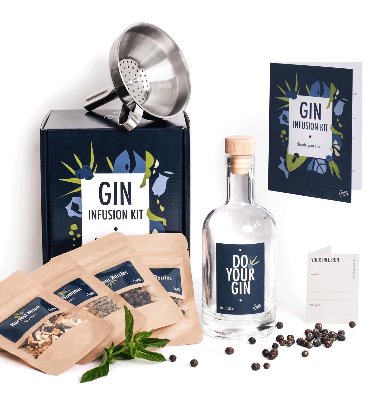 DIY Gin Infusion Set by Craftly | Perfect Gift for Him Her Partner | Ideal for Anniversaries & Birthdays | Includes Spices & Bottles - Buy Online on GoSupps.com