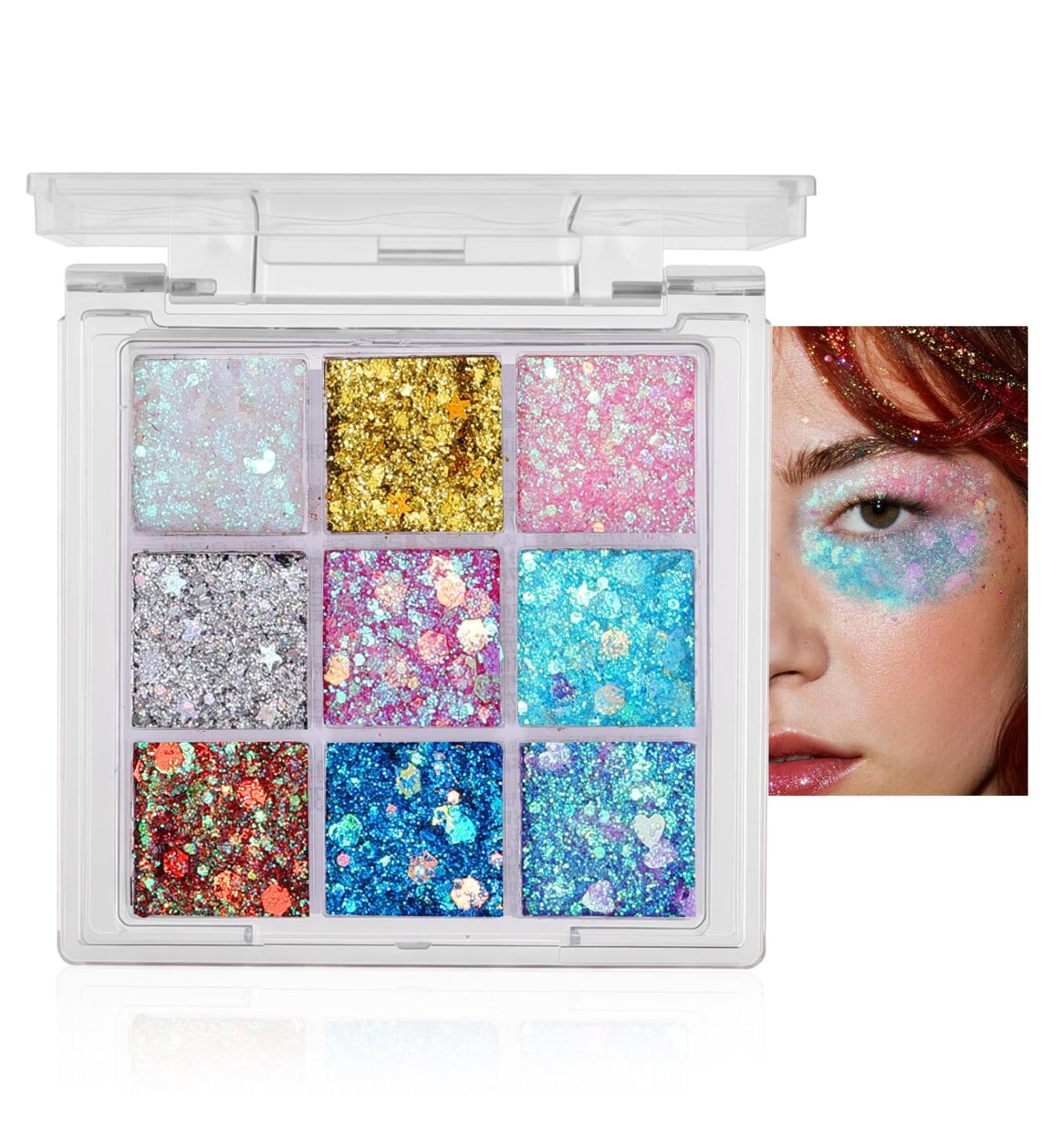  Prreal 9-Color Glitter Gel for Face Eyes and Body Holographic Glitter Holographic Sequins Girls' and Women's Party Halloween Carnival Festival Accessories 02 - Buy Online on GoSupps.com