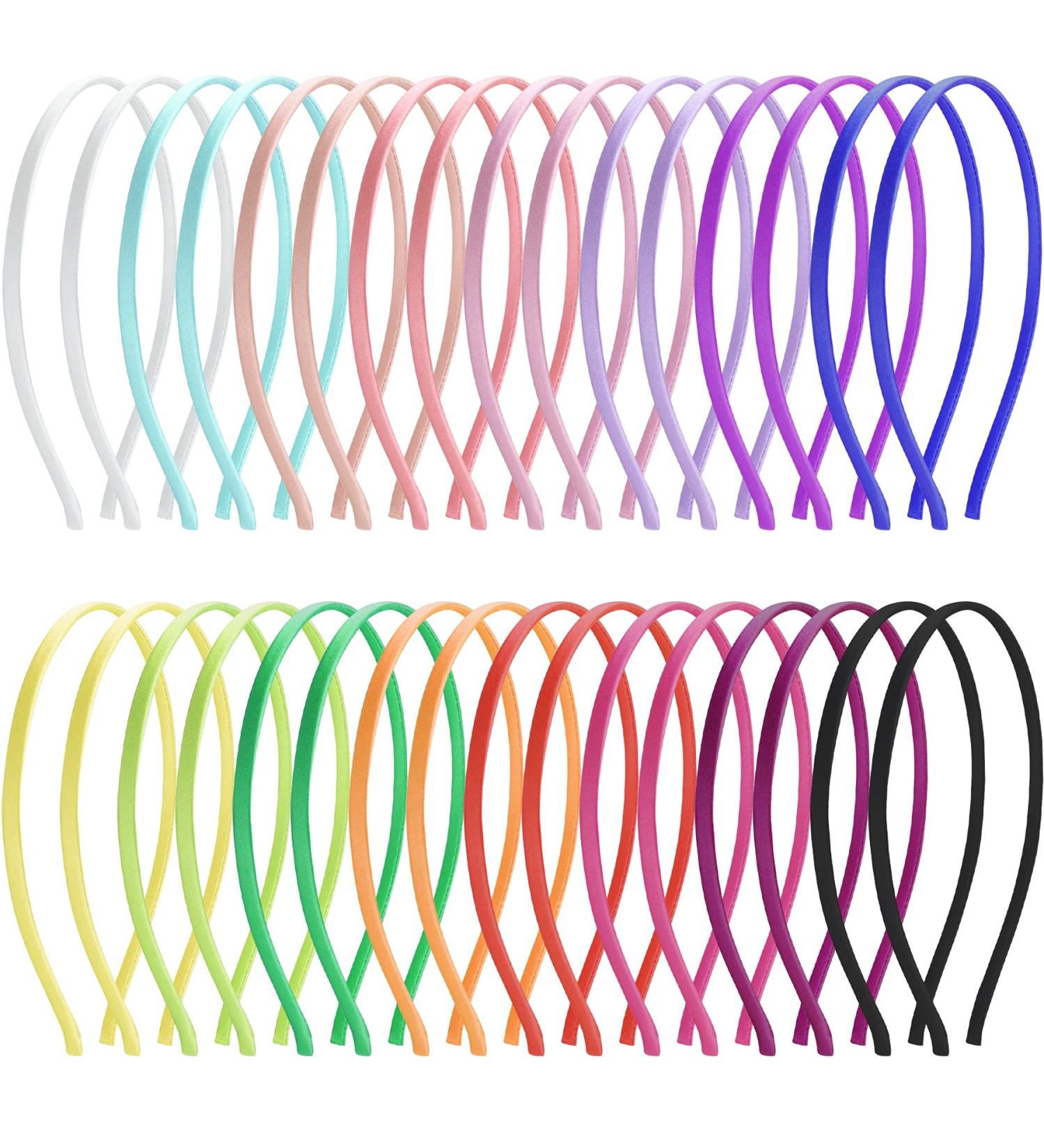 Duufin 32-Piece Satin Hair Bands - Colorful Metal Headbands for Women & Girls - 16 Multi-Colored Styles - Buy Online on GoSupps.com