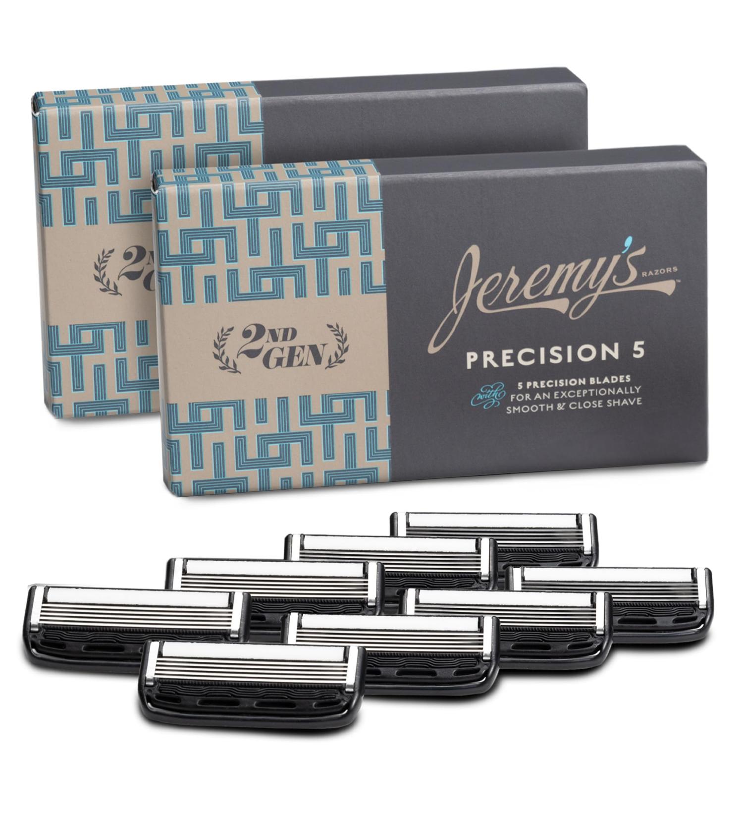 Jeremy's Razors for Men - Precision 5 Razor Blade Refills | 8 Cartridges Fits 2nd Gen Handles Stainless Steel Precision Trimmer - Buy Online on GoSupps.com