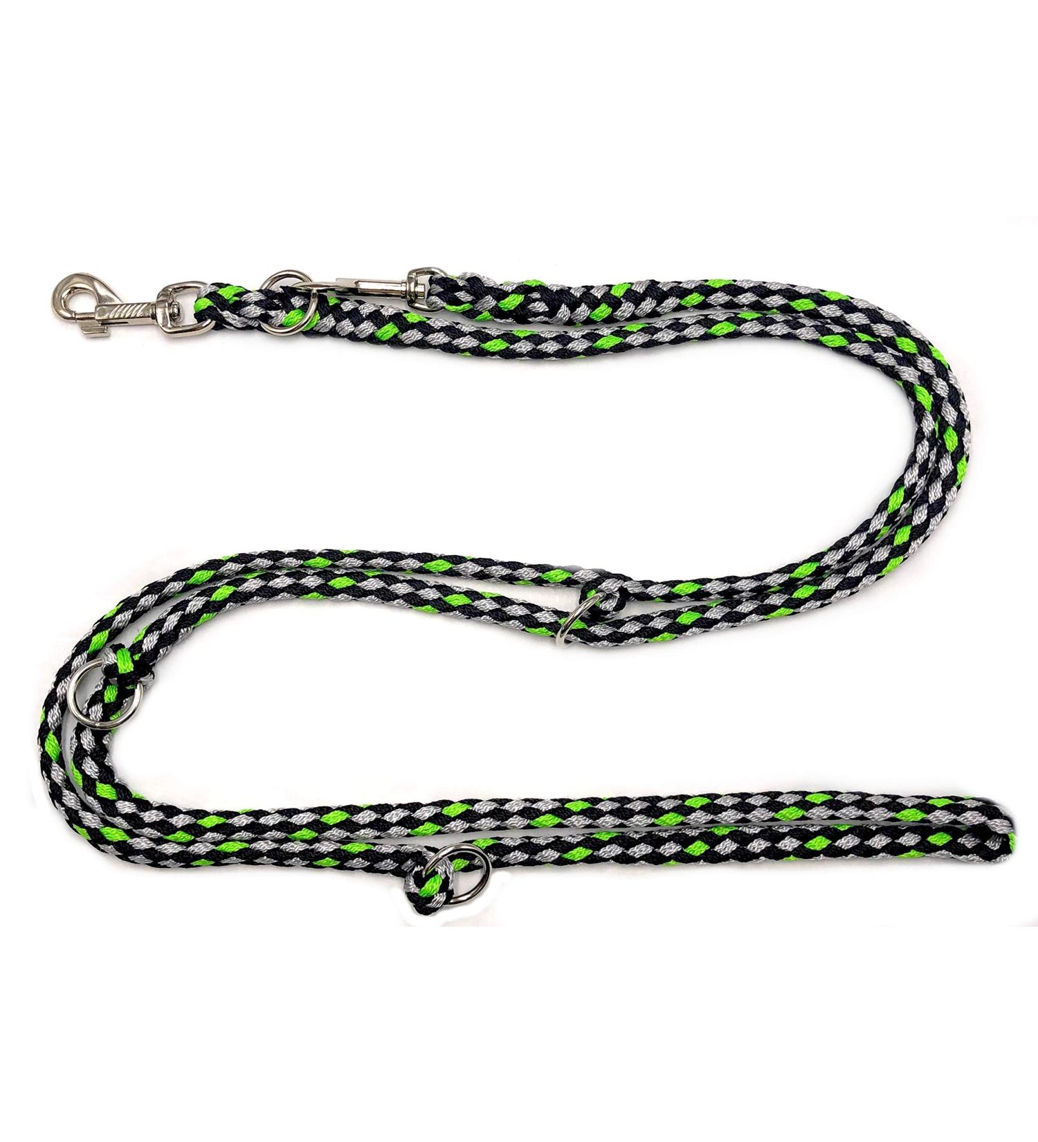 Dogeline Double Leash Practice line for medium dogs up to 45 kg over 39 colors very stable (2.80 m vegas) 2.80 m black and gray-green