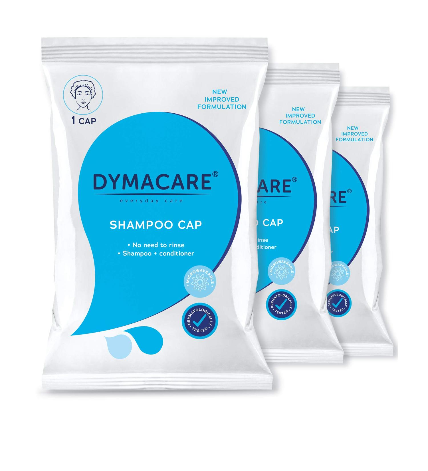 DYMACARE No Rinse Shampoo Cap - pH Balanced Microwaveable Waterless Hair Wash | Pack of 3 Shower Caps for Shampooing & Conditioning - Buy Online on GoSupps.com