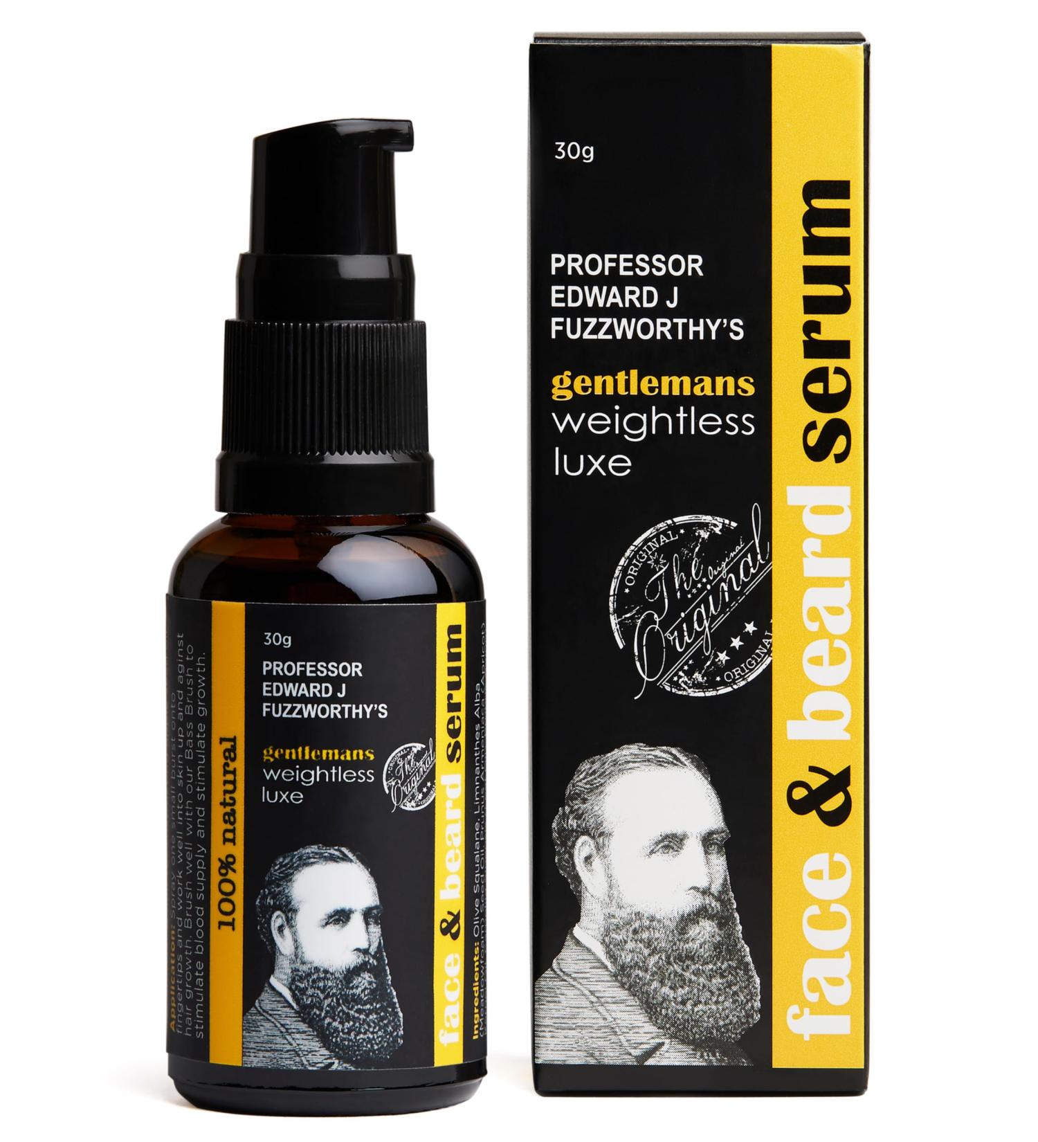 Professor Fuzzworthy's Gentleman's Face & Beard Oil Serum - Natural Organic Grooming for Normal Curly Dry Hair & Sensitive Skin | Sulfate & Paraben Free - Buy Online on GoSupps.com