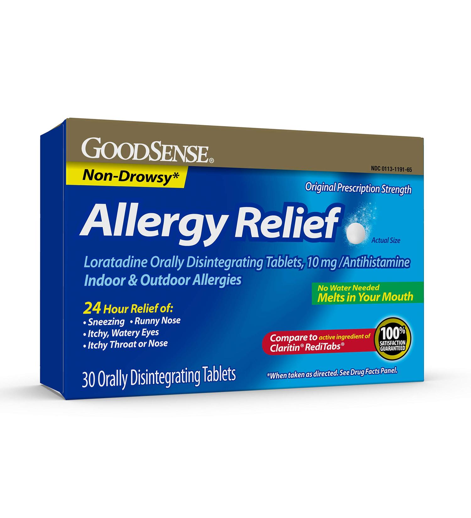 GoodSense Loratadine Orally Disintegrating Tablets 10mg 24 Hour Allergy Relief - 30 Count Pack of 1 - Buy Online on GoSupps.com