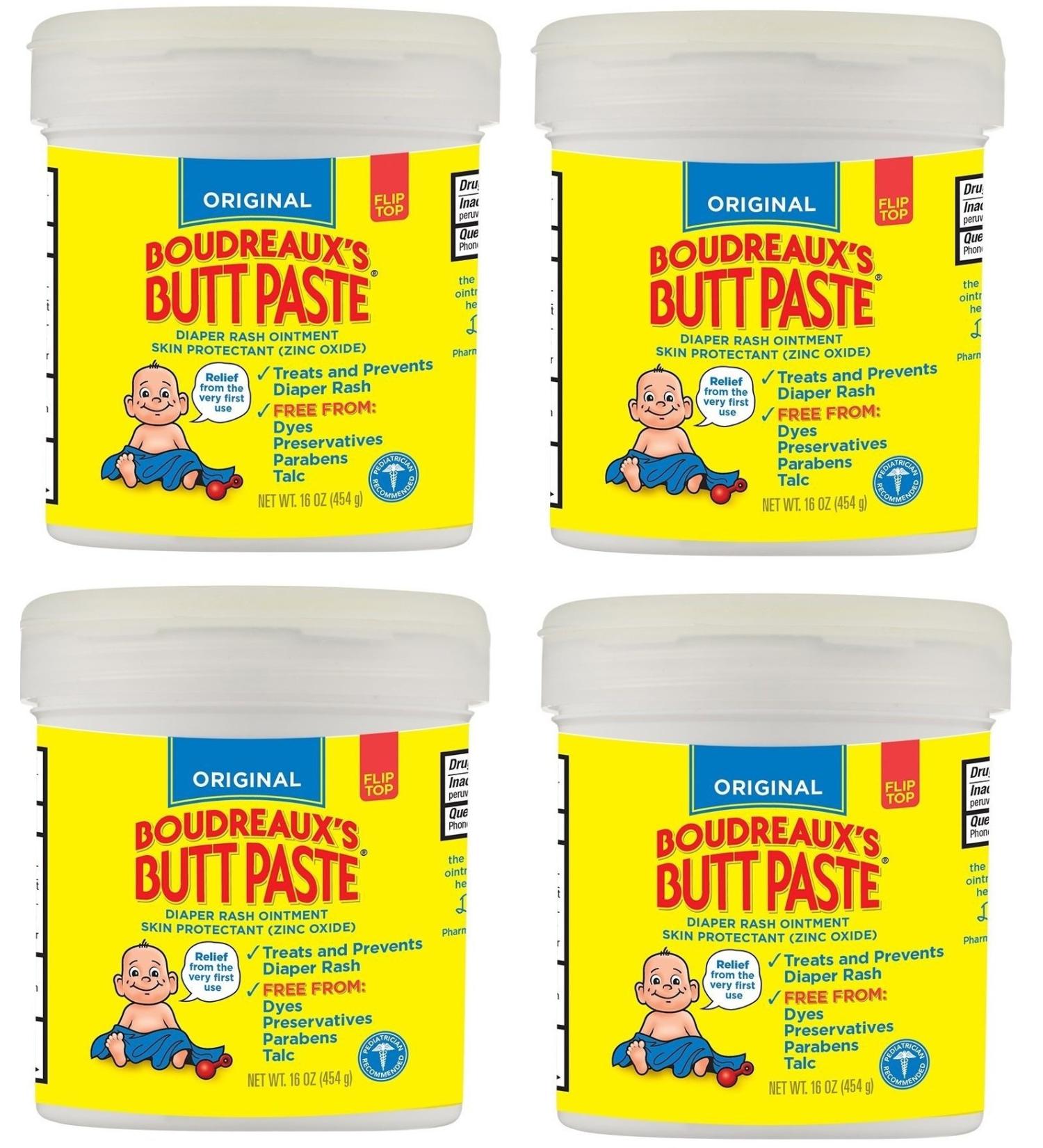 Boudreauxs Butt Paste Diaper Rash Ointment KHeJwN Original - Contains 16% Zinc Oxide - Pediatrician Recommended - Paraben and Preservative-Free - 4Pack (16 Ounce)