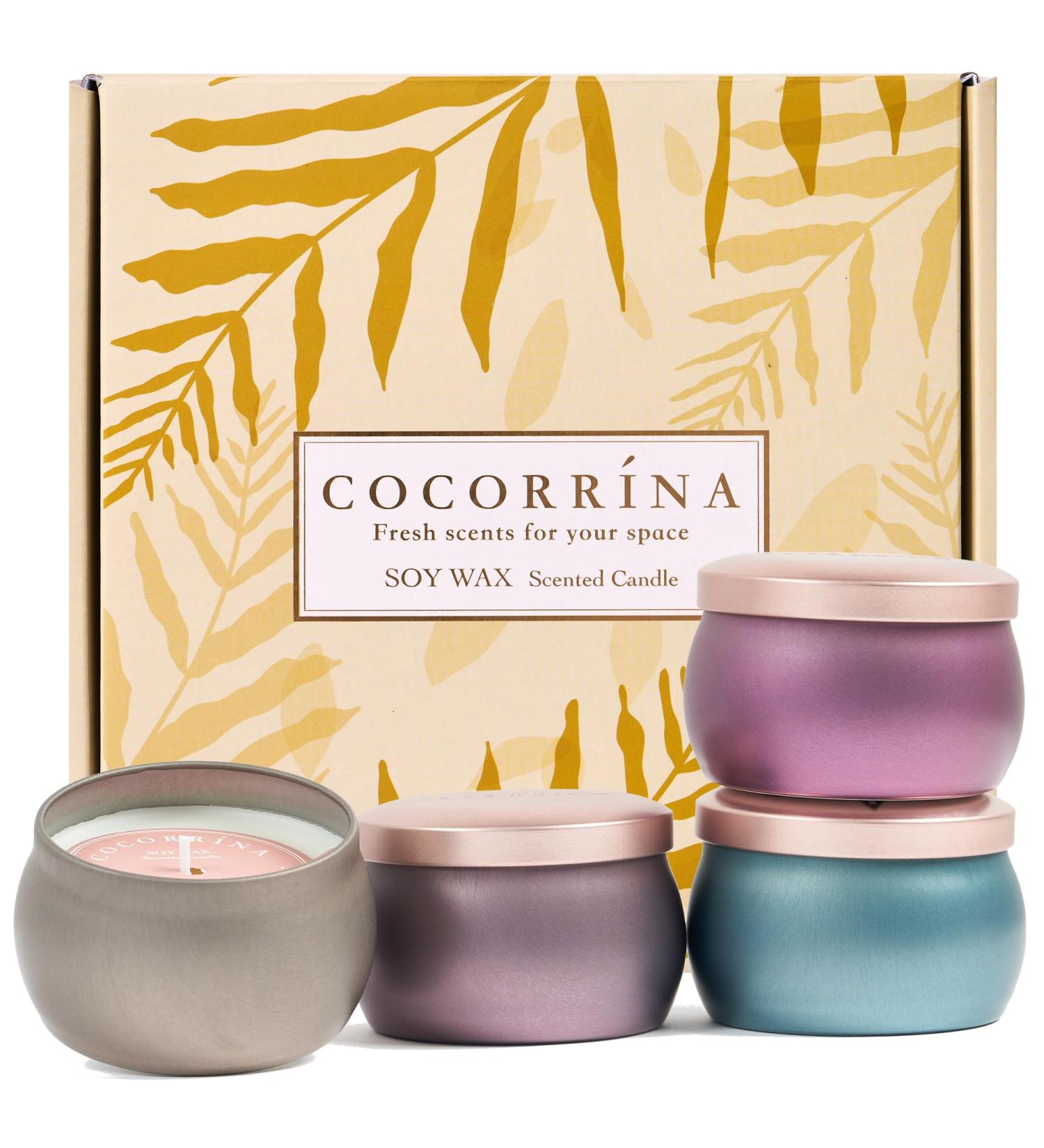 Cocorr na Fragrance Candles Gift Set - 4 Natural Soy Wax Aromatherapy Candles (Garden Rain Citrus Iron Herb Moroccan Amber Moss Pine) - Perfect Gifts for Men & Women - Buy Online on GoSupps.com