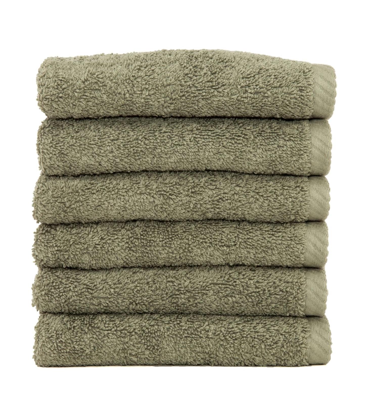 Linum Home Textiles Soft Twist Premium Authentic Soft 100% Turkish Cotton Luxury Hotel Collection Washcloth  Set of 6  Light Olive