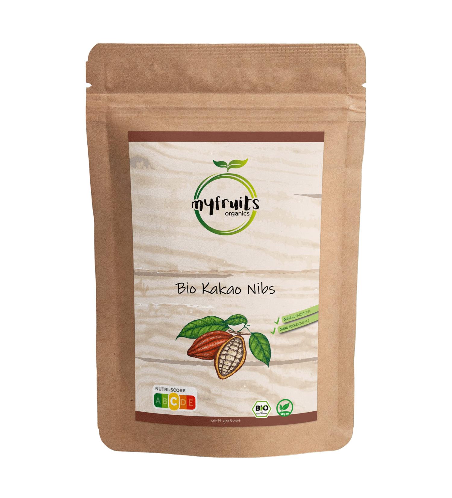 Myfruits Bio Cocoa Nibs 1800g - Sugar-Free Additive-Free Gently Roasted Chocolate Flavor for Baking & Muesli - XXL Pack - Buy Online on GoSupps.com